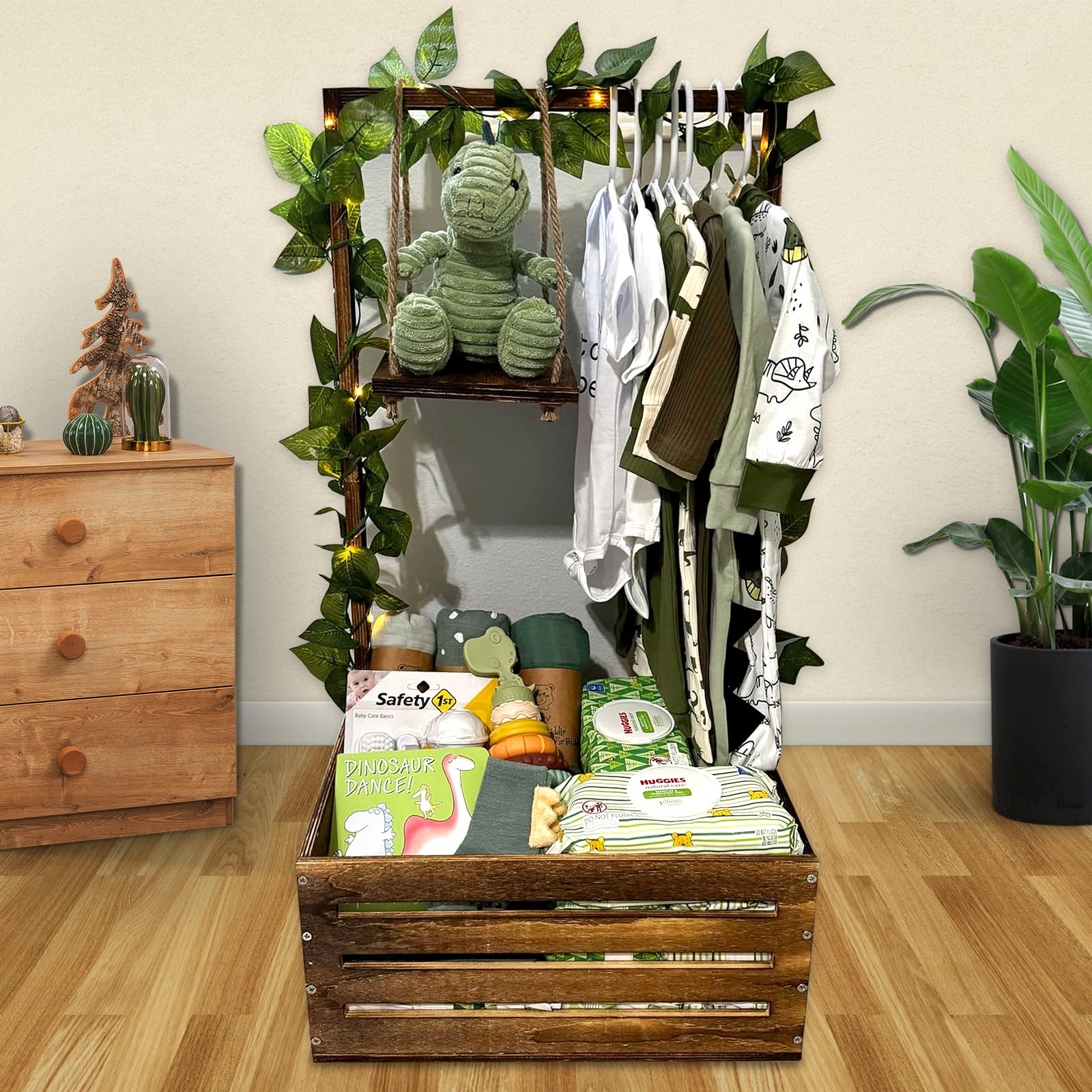 Caisse De Rangement En Bois Avec Poignée Pour Fête Prénatale, Cadeau De Grossesse Pour Nouveaux Parents, Panier Cadeau De Bienvenue Pour Nouveau-né, Garçons Et Filles (A