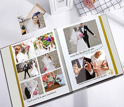 Vista 28 de Álbum de fotos puede contener fotos de 3 x 5, 4 x 6, 5 x 7, 6 x 8 y 8 x 10 pulgadas, álbumes de recortes magnéticos autoadhesivos (negro, grande)