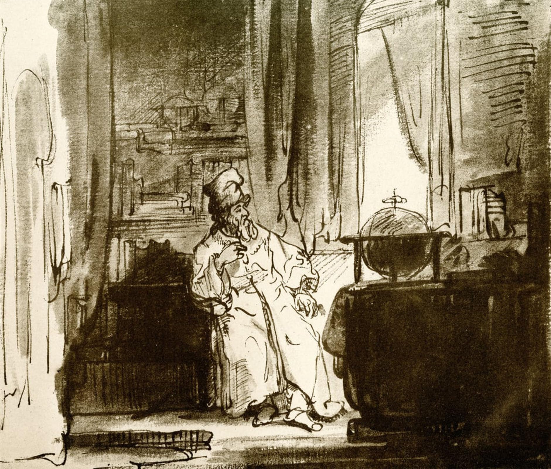 RZHRHJES Vintage Picture Wall Picture Painting Print Poster The philosopher by Rembrandt van Rijn Abstract Wall Art Painting for Home Decor 60x90cm