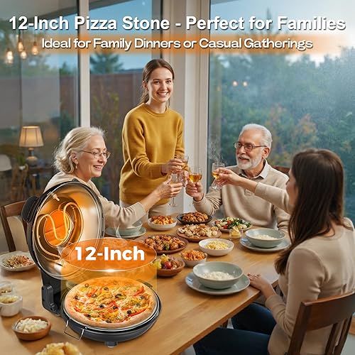Miniatura 5 de Horno de pizza mejorado, hornos de pizza de interior que calienta hasta 800F, horno eléctrico de pizza de 1200 W, máquina de pizza de 12 pulgadas