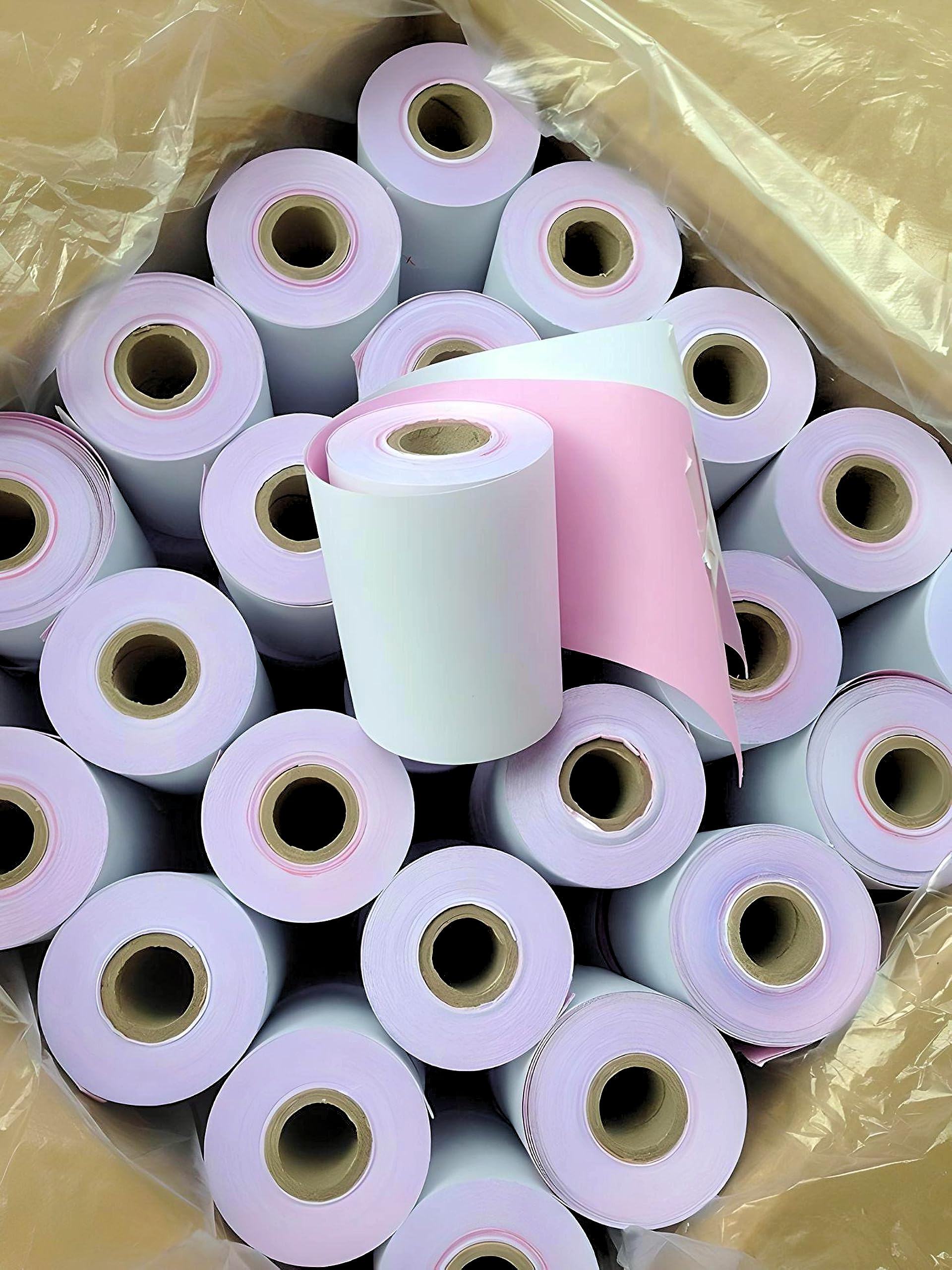 Rotolo di carta per ricevute EPOS, a 2 veli, 57 x 57 mm, per stampante da cucina, senza carbone, confezione da 20 rotoli, 2 veli, non termica