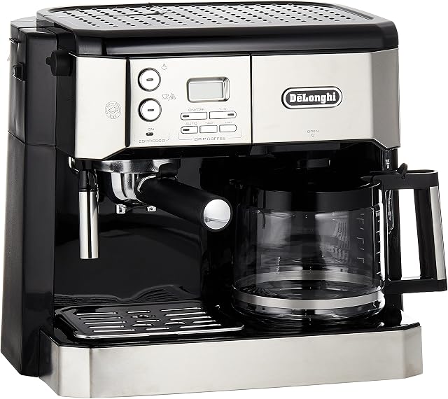De'Longhi Combi Coffee Machine, Traditional Pump Espresso and Filter Coffee, 1.25 Liter, BCO431.S, Black and Stainless Steel