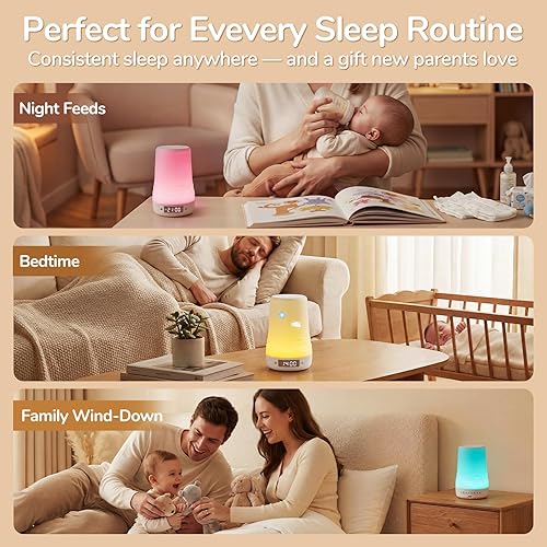 Miniatura 8 de Mewaii Lighthouse - Máquina de sonido de bebé de ruido blanco y luz nocturna, 100 sonidos relajantes, detección de llantos AI, alarma de amanecer,