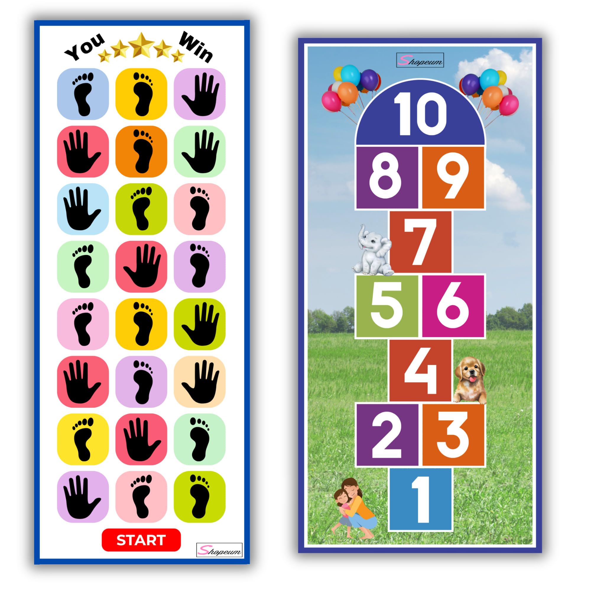 SHOPEUM Jumbo Play Floor Games for Kids, Adults, Family, Friends, Hopscotch, Balancing Game, Large Size, Count Jump, Hand Twister, Multicoloured,3 Years Up,PVC Flex Material (40 x 108 inches) (B0D8WGMLF9) Amazon Price History, Amazon Price Tracker