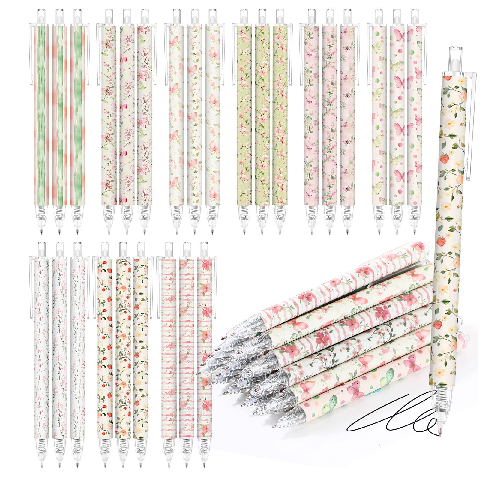 Jetec 108 Pcs Pink Floral Ballpoint Pens Classroom Prizes for Student
