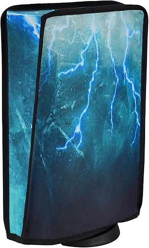 Miniatura 9 de PlayVital Dust Cover for PS5, Waterproof Console Cover, Soft Nylon, Compatible with Digital & Disc Edition - Green Storm Thunder