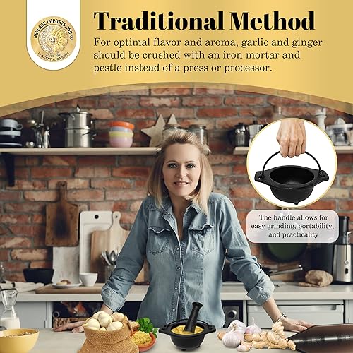 Miniatura 8 de Juego de mortero y mortero de caldero de hierro fundido