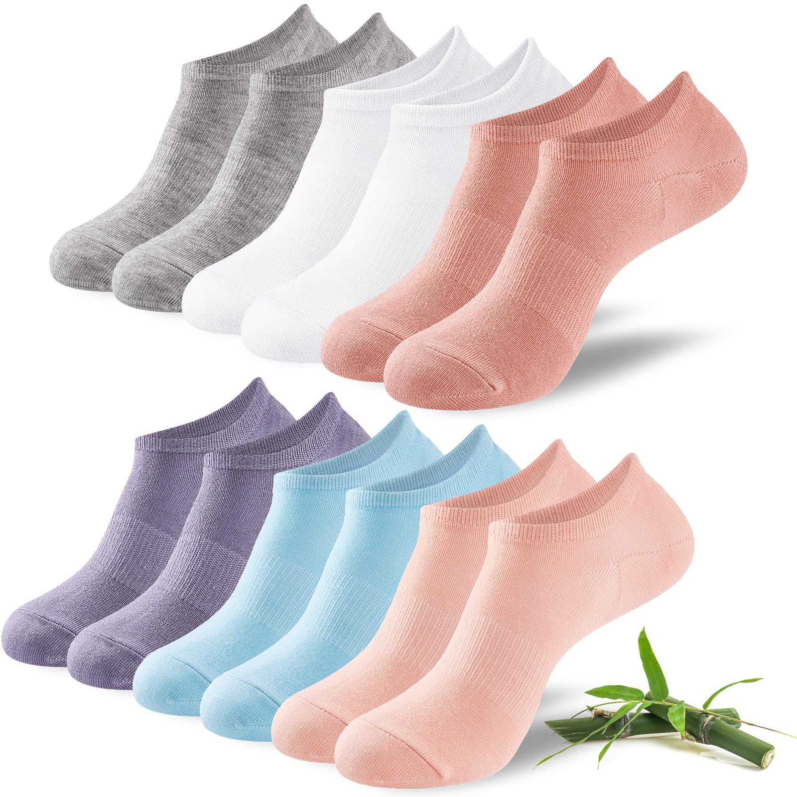 Niofind Bamboo Trainer Socks for Womens and Mens, No Show Ankle Socks Low Cut Invisible Non Slip Liner Socks Multipack Casual Footies for Sneaker Loafers and Boat Shoes — view 20