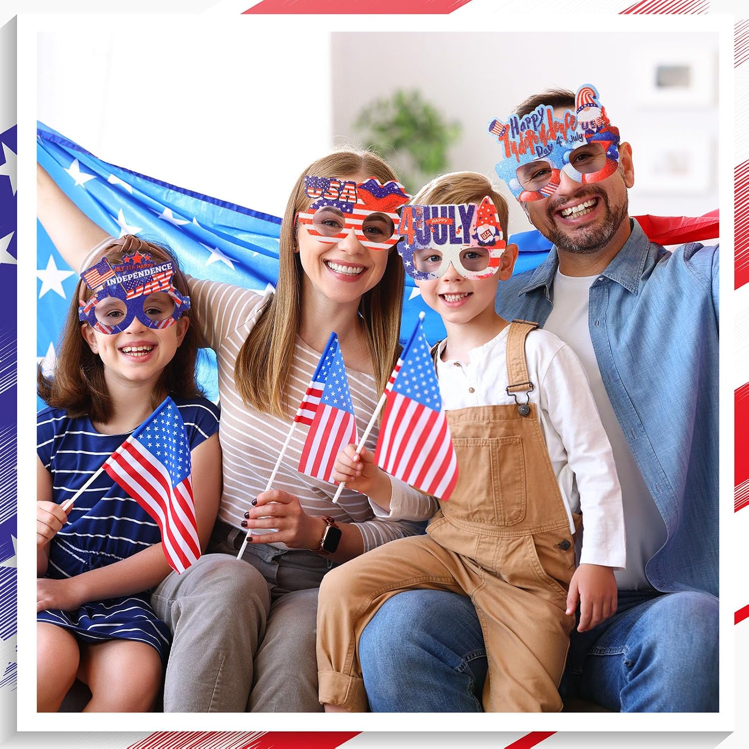 WinnerWhy 12 Pcs 4th of July American Flag Glasses Patriotic Party Sunglasses Independence Day Eyeglasses Plastic Eyewear for Memorial Day Party Favors Photo Booth Props