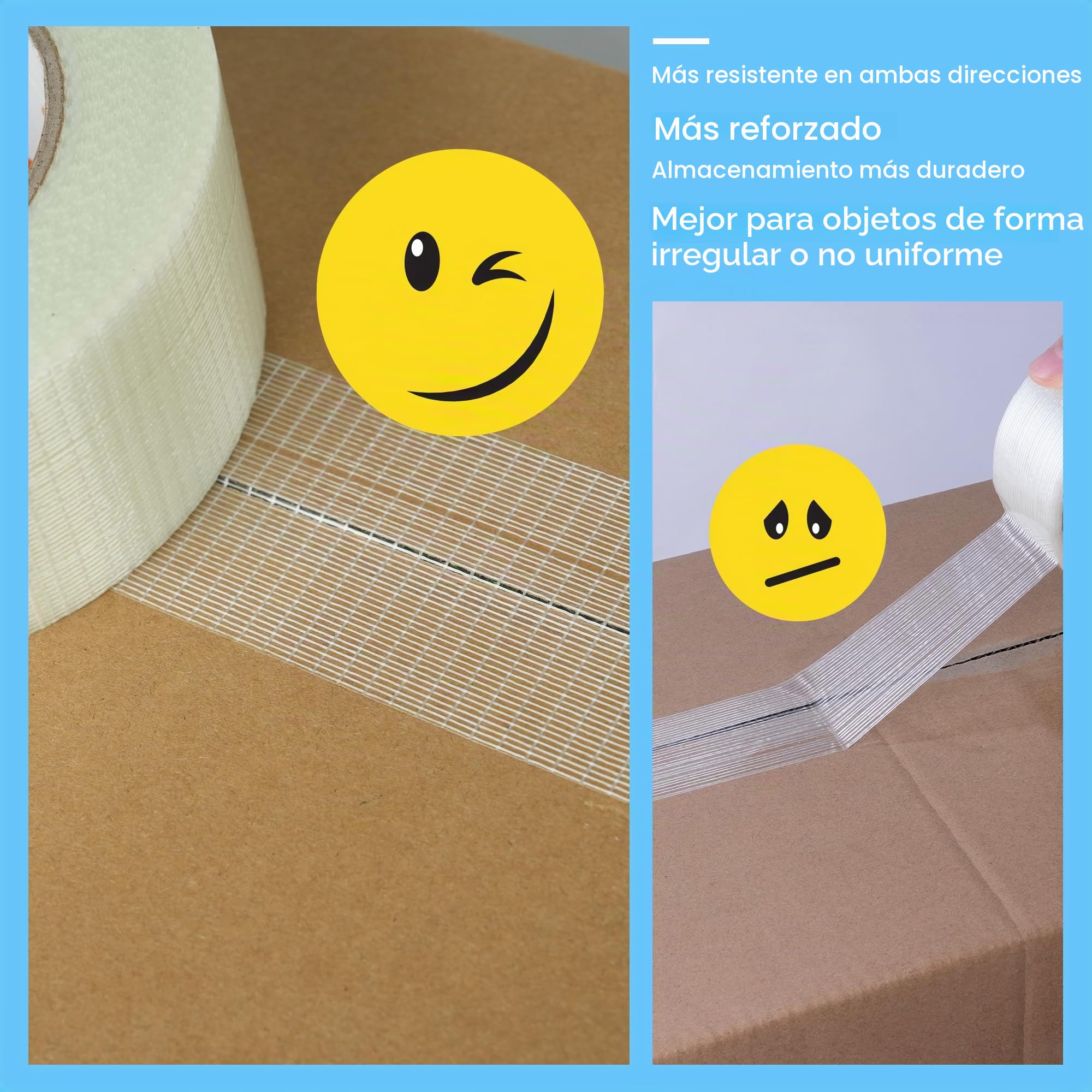 TAPEBEAR Cinta de Refuerzo Bidireccional 50mm x 55m, Cinta de Fibra de Vidrio 140um para Paletización Embalaje Mudanzas, 6 Rollos