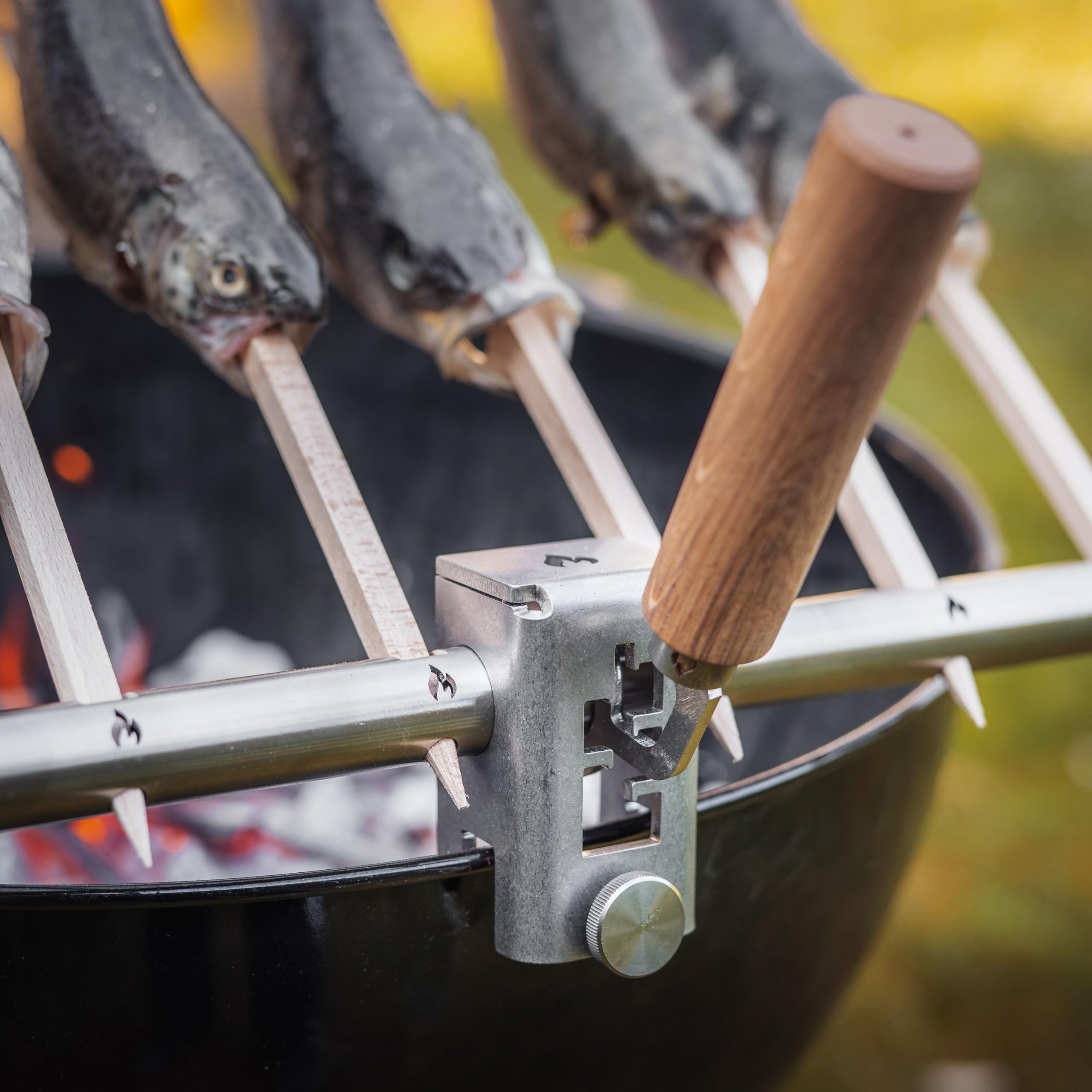 Grillrost.com Das Original Steckelfischhalter | Asado Grill| mit innovativer Höhenverstellung für Feuertonnen Feuerschalen & Kugelgrills