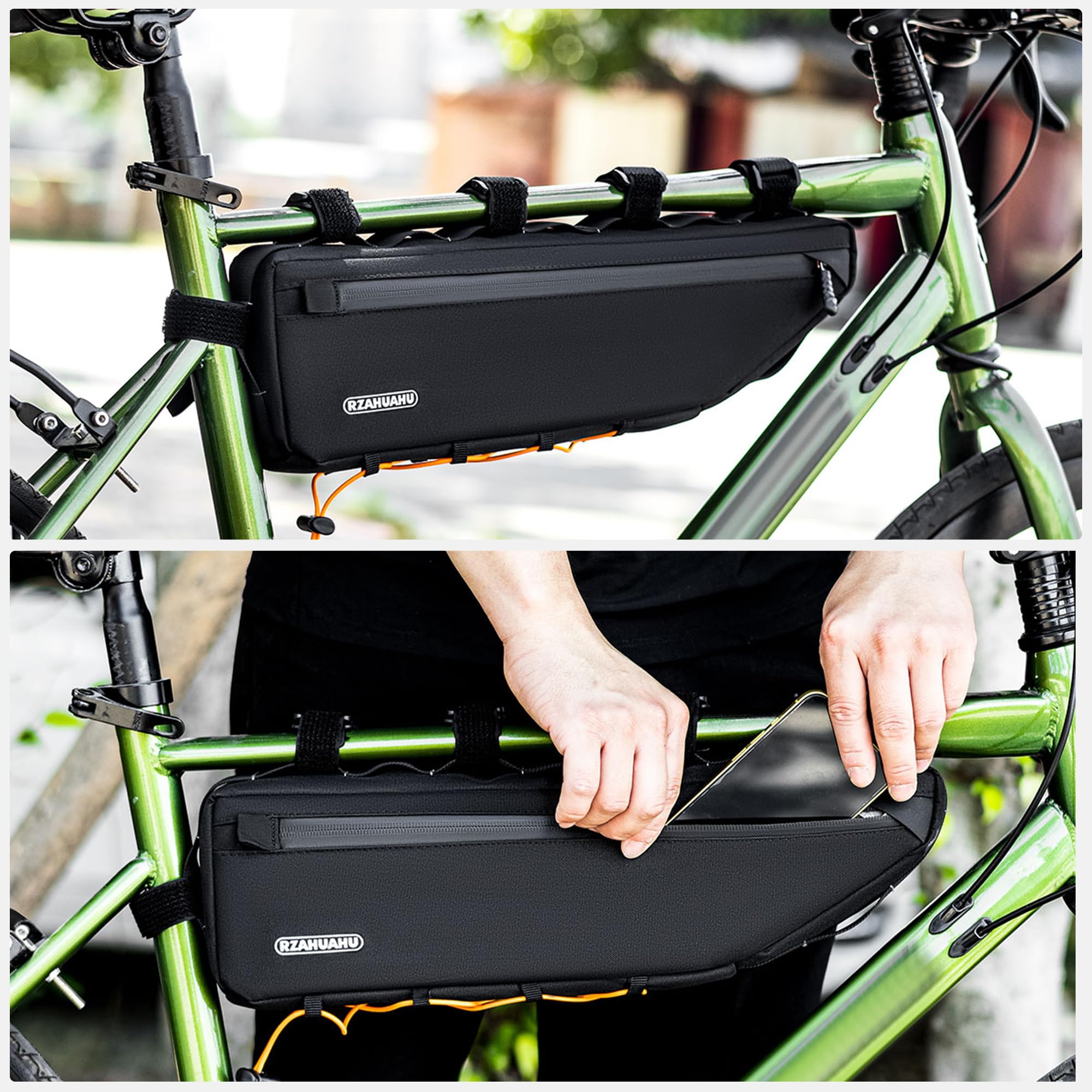 Fahrrad Rahmentasche 3L Fahrradtasche Rahmen Oberrohrtaschen Wasserdicht Frame Bag Bikepacking Taschen für Gravelbike, Rennrad, MTB Fahrradzubehör Schwarz