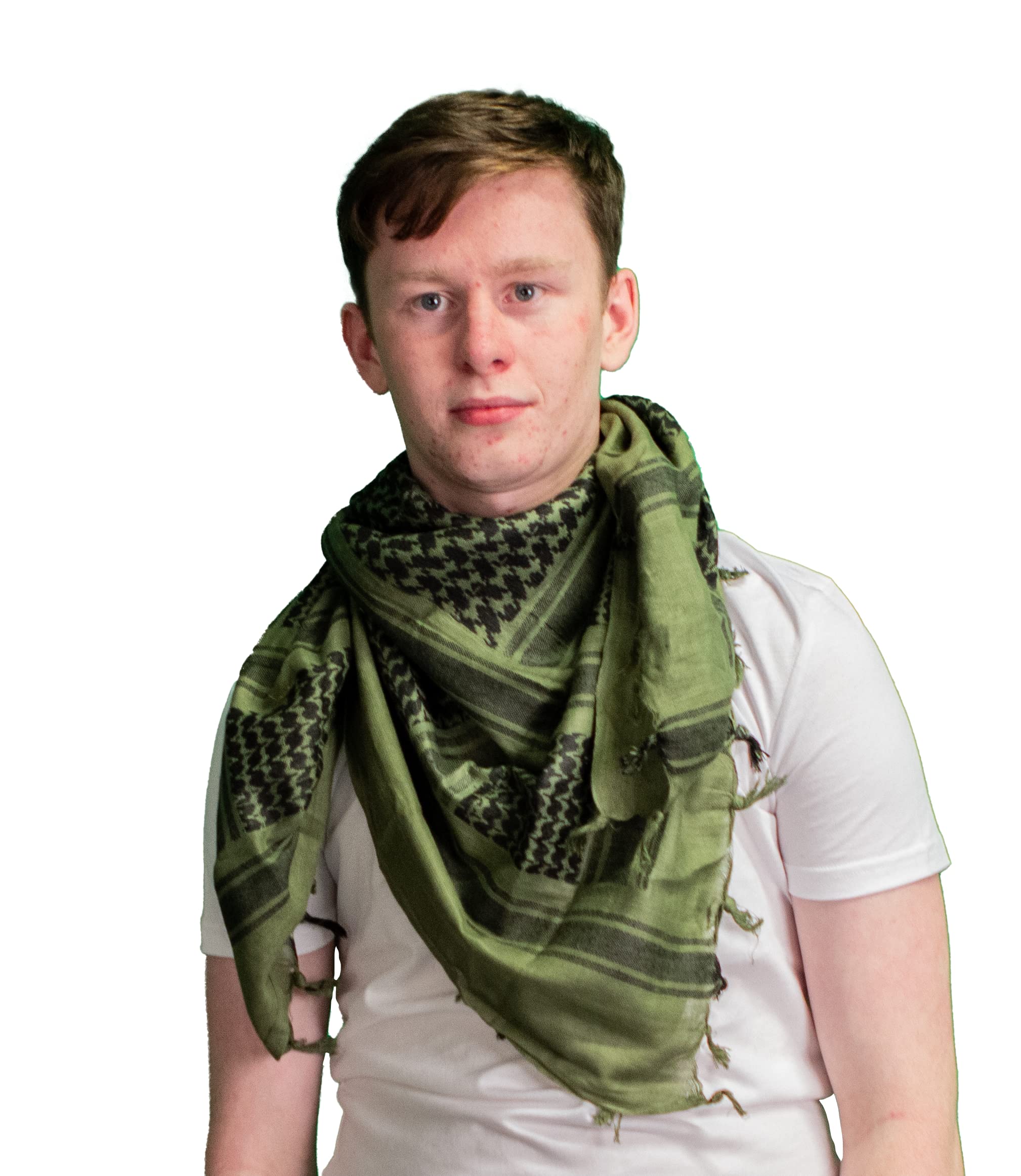 Retro Seventy2 Men's Olive/Black Adult Shemagh Scarves Arab Scarf Cotton Winter Wo Wrap Palestinian Desert Keffiyeh ()