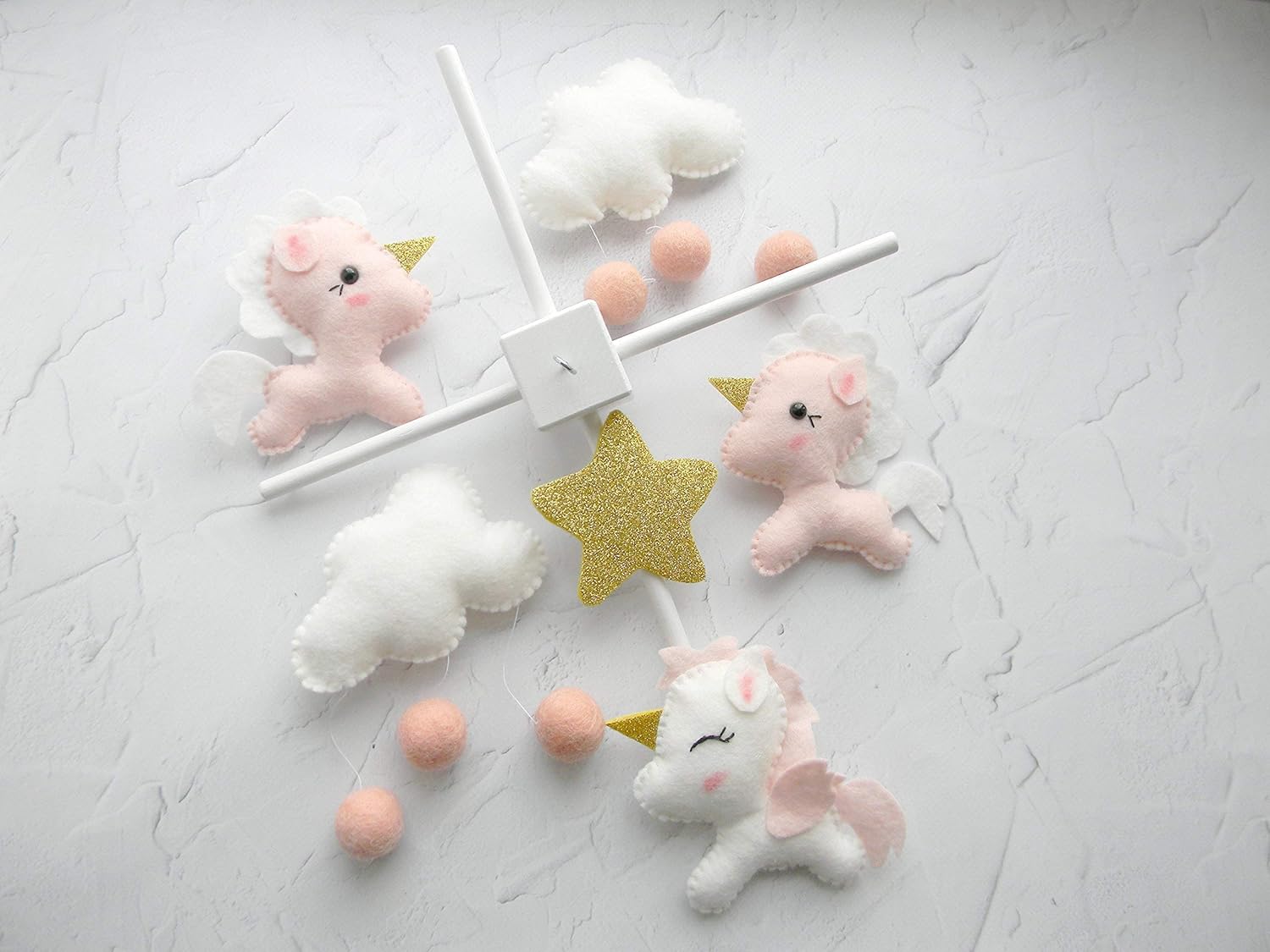 Unicorn mobile baby girl Baby crib mobile Unicorn Nursery mobile Cloud mobile Blush Pink Gold