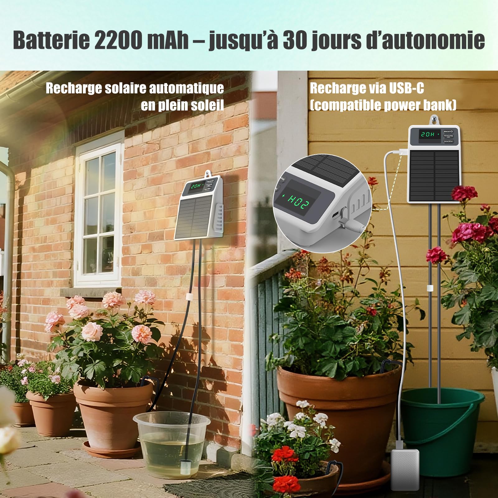 Uzoli SOP17 Arrosage automatique solaire goutte à goutte pour jardin