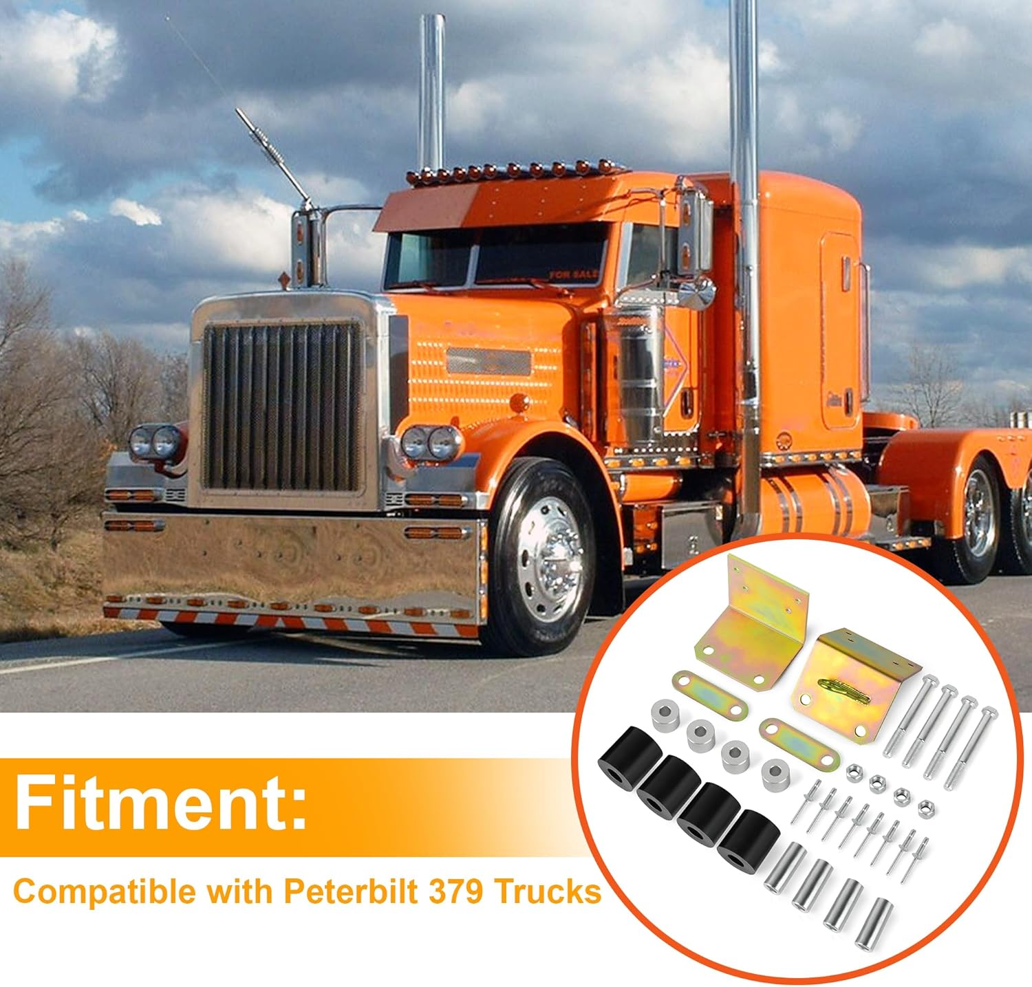 For Peterbilt 379 Lower Roller Bracket Kit Bundle with Rollers & Hardware Both Sides - Driver Side and Passenger Side,replace 13-04401M002,13-03593,13-04667,13-04413SPL,13-04401M001