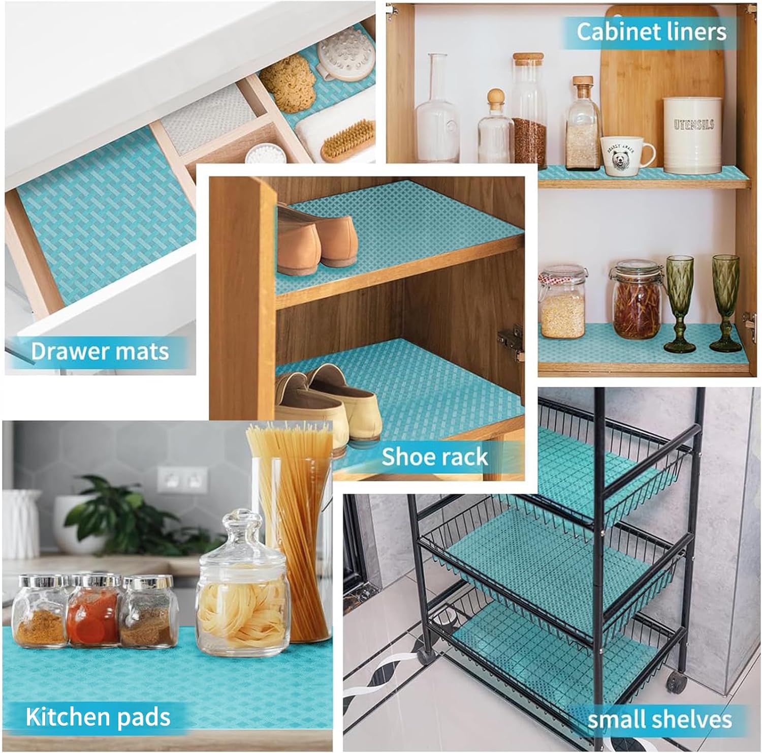Bloss Refrigerator Liners for Shelves/Refrigerator Mats Liners/Washable Fridge Liners/Wire Shelf Liner, Drawer Liners (Blue, 18"x 236")