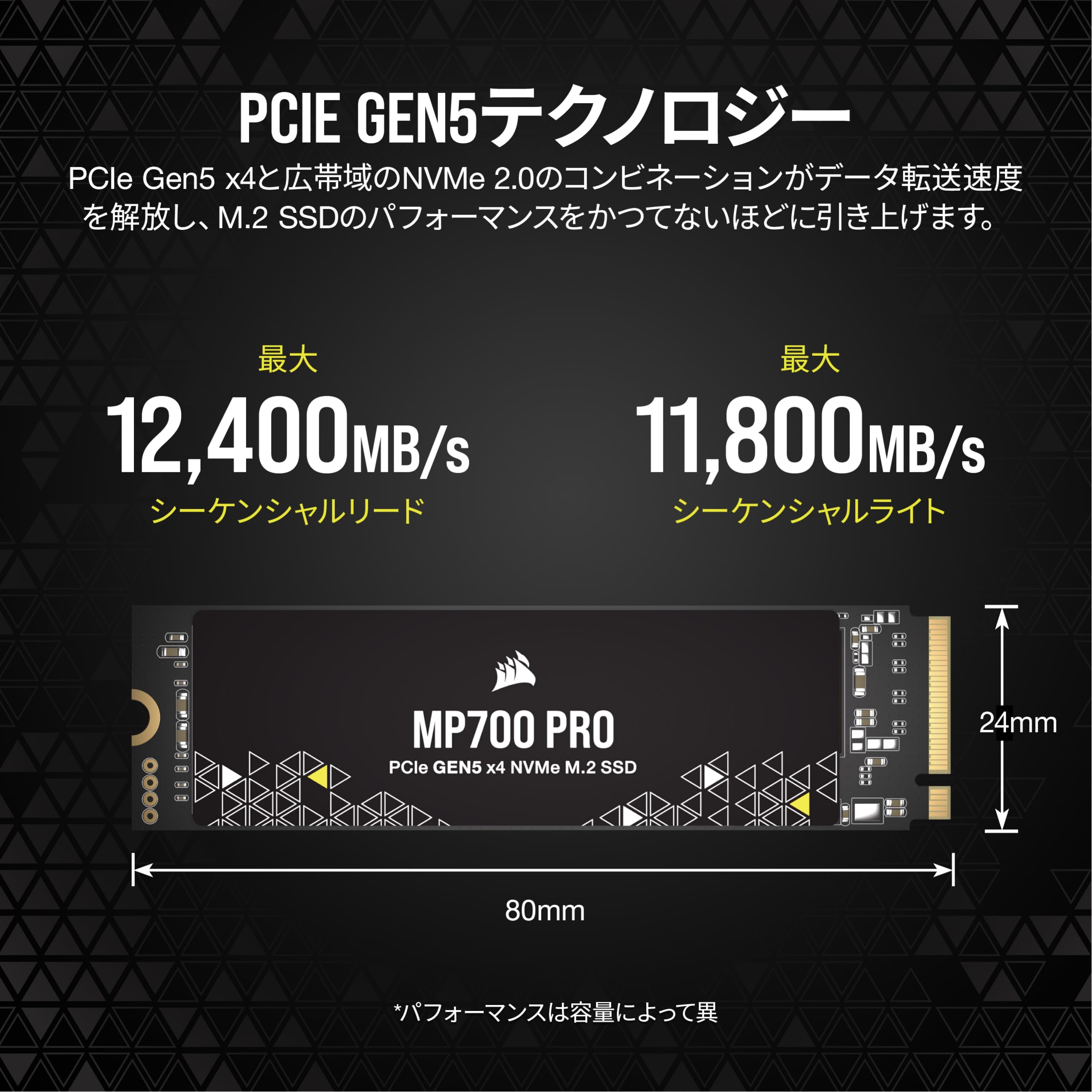 Amazon | CORSAIR MP700 PRO 【PCIe Gen5 x4 NVMe 2.0 M.2 SSD】 高