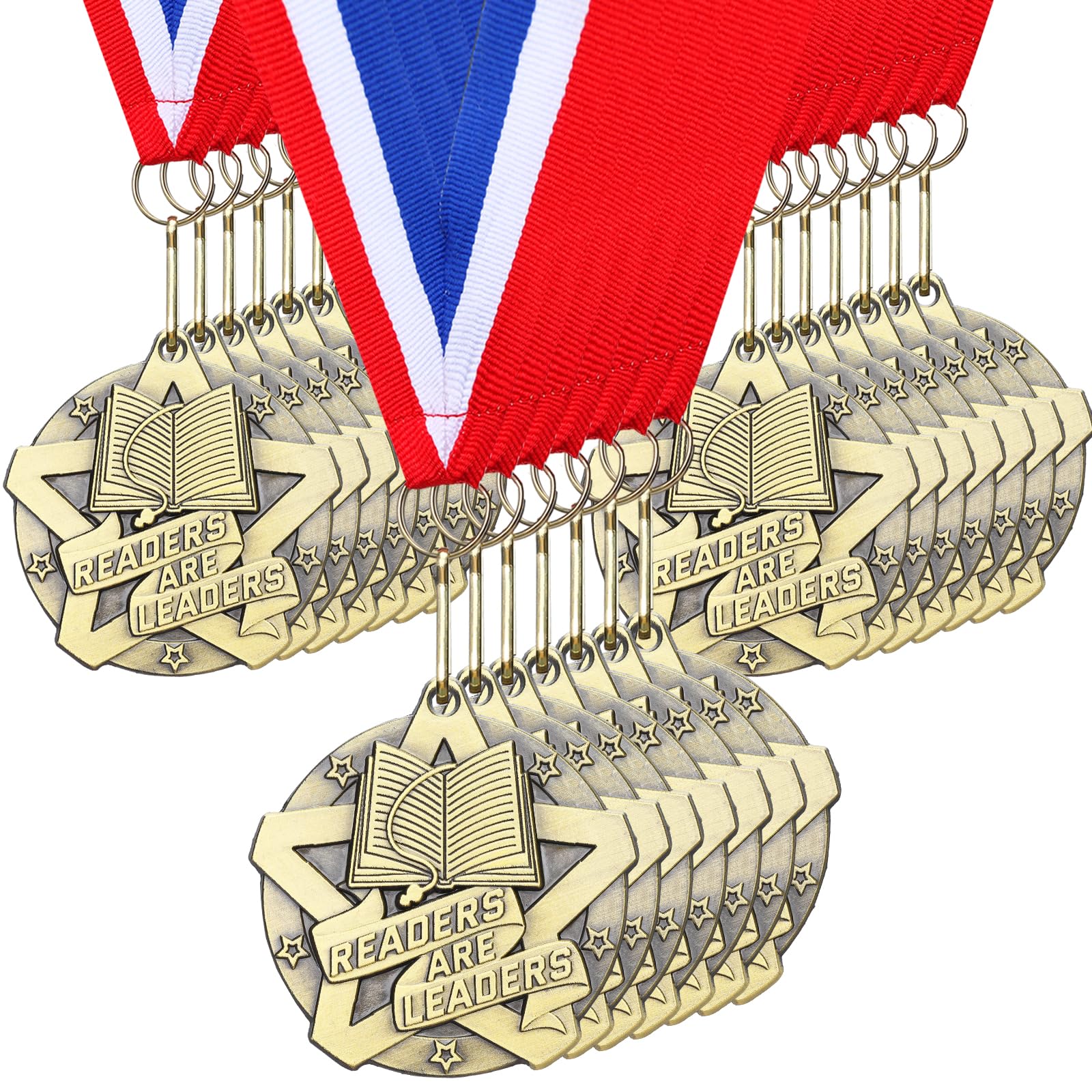 Quelay 60 medallas de metal de 5 cm con cintas para el cuello para competiciones, graduación, escuela, fiesta, adultos, torneos, premio de trofeo, regalo