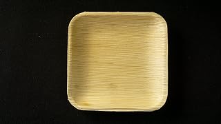 Areca Plates and Bowls (6 Inch Square Bamboo styled Areca Leaf Biodegradable Plates 25 - Pack)
