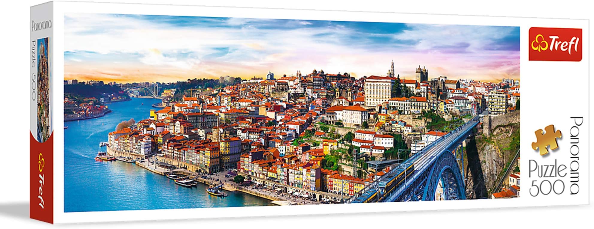 TreflPanorama Porto, Portugal 500 Piece Jigsaw Puzzle Red 26"x9" Print, DIY Puzzle, Creative Fun, Classic Puzzle for Adults and Children from 10 Years Old