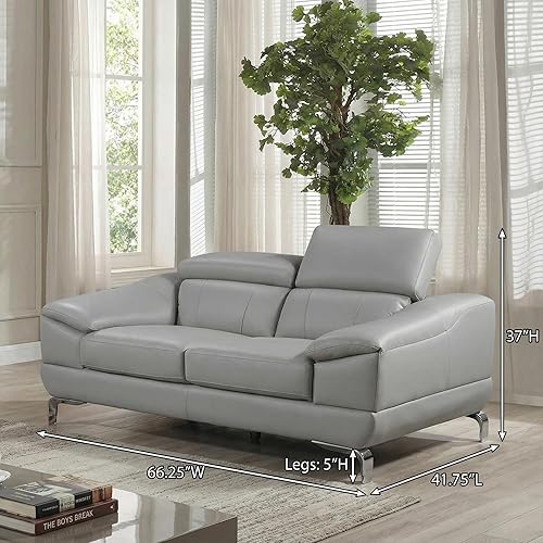 Miniatura 2 de Cortesi Home Sofás Vegas, sofá biplaza de 66 pulgadas, color gris