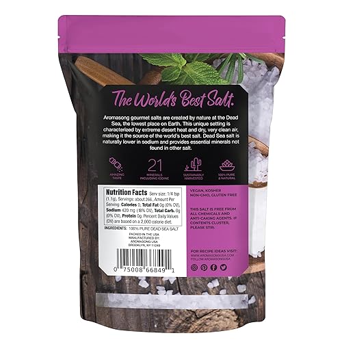 Miniatura 9 de Aromasong Recambio de sal marina gruesa para molinillo, sal del mar muerto en bolsa resellable, pura y natural, secado al sol, sin refinar, sin