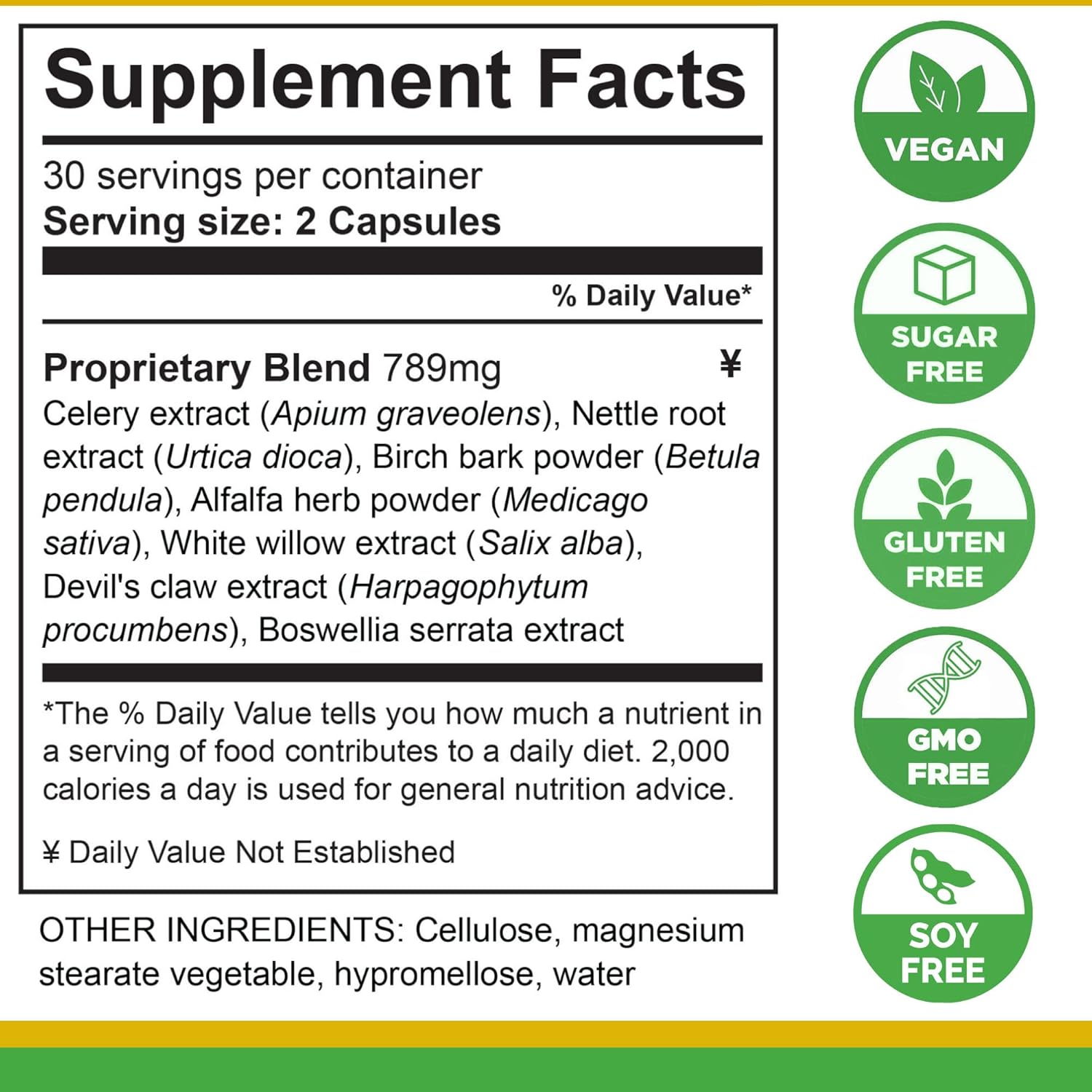 Uric Acid Cleanse & Support Supplement – Daily Uric Acid Flush with Celery Seed, Nettle, Birch, Alfalfa, Devil’s Claw, Boswellia & White Willow – Joint Support & Kidney Cleanser – 60 Vegan Capsules