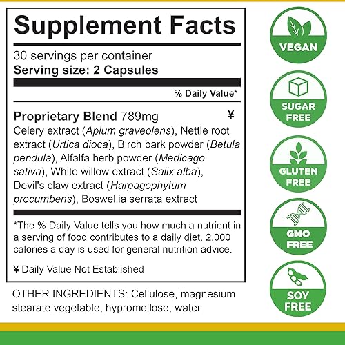 Miniatura 4 de Lifetones Soporte de ácido úrico – Limpieza herbaria de articulaciones para hombres y mujeres – Remedio natural, refuerzo de flexibilidad, sin OMG,