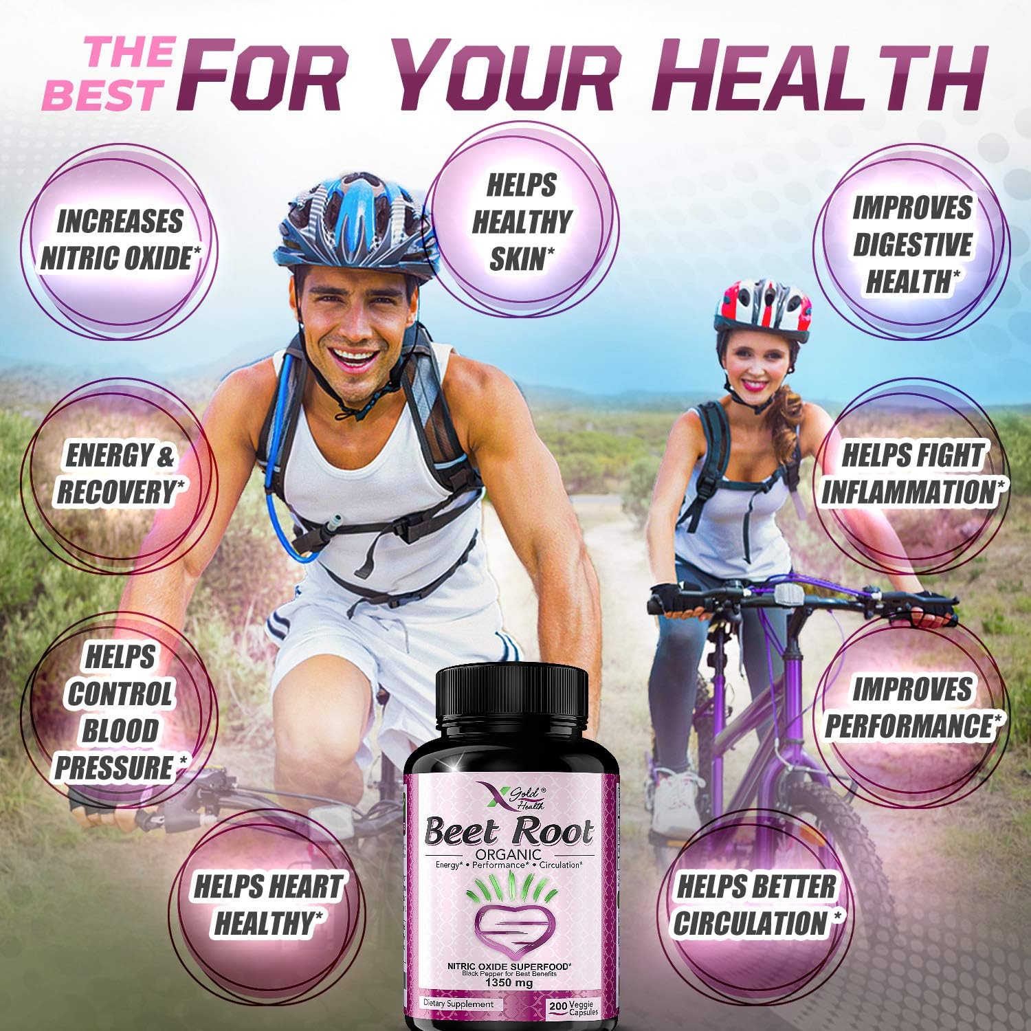 Strongest Premium Organic Beet Root Powder 1350mg 200 Veggie caps Superfood Nitric Oxide Supplement Natural Nitrates w/Black Pepper for Best Benefits - Circulation, Heart Health, Athletic Performance : Health & Household