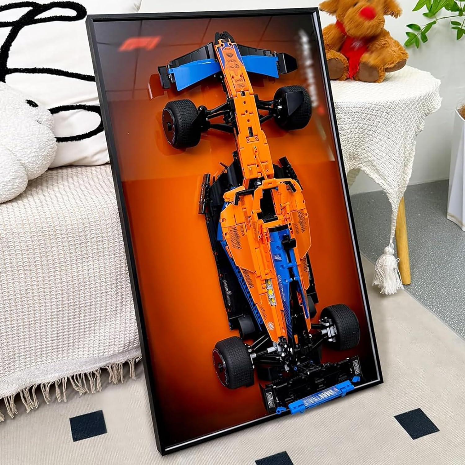 Display Wallboard Compatible with Lego Technic Racing RB-20 42206 Car Model, Adult Collectibles Car Wall Mount, Gift Idea, Home Decor(No Car Included)