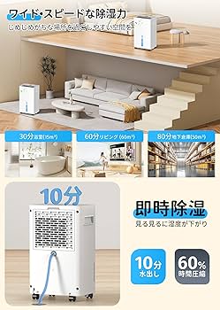 除湿機 衣類乾燥機 コンプレッサー式　部屋干し　3つ除湿モード＆2段階風量 Amazon | Hysure 除湿機 コンプレッサー式 衣類乾燥除湿機 空気