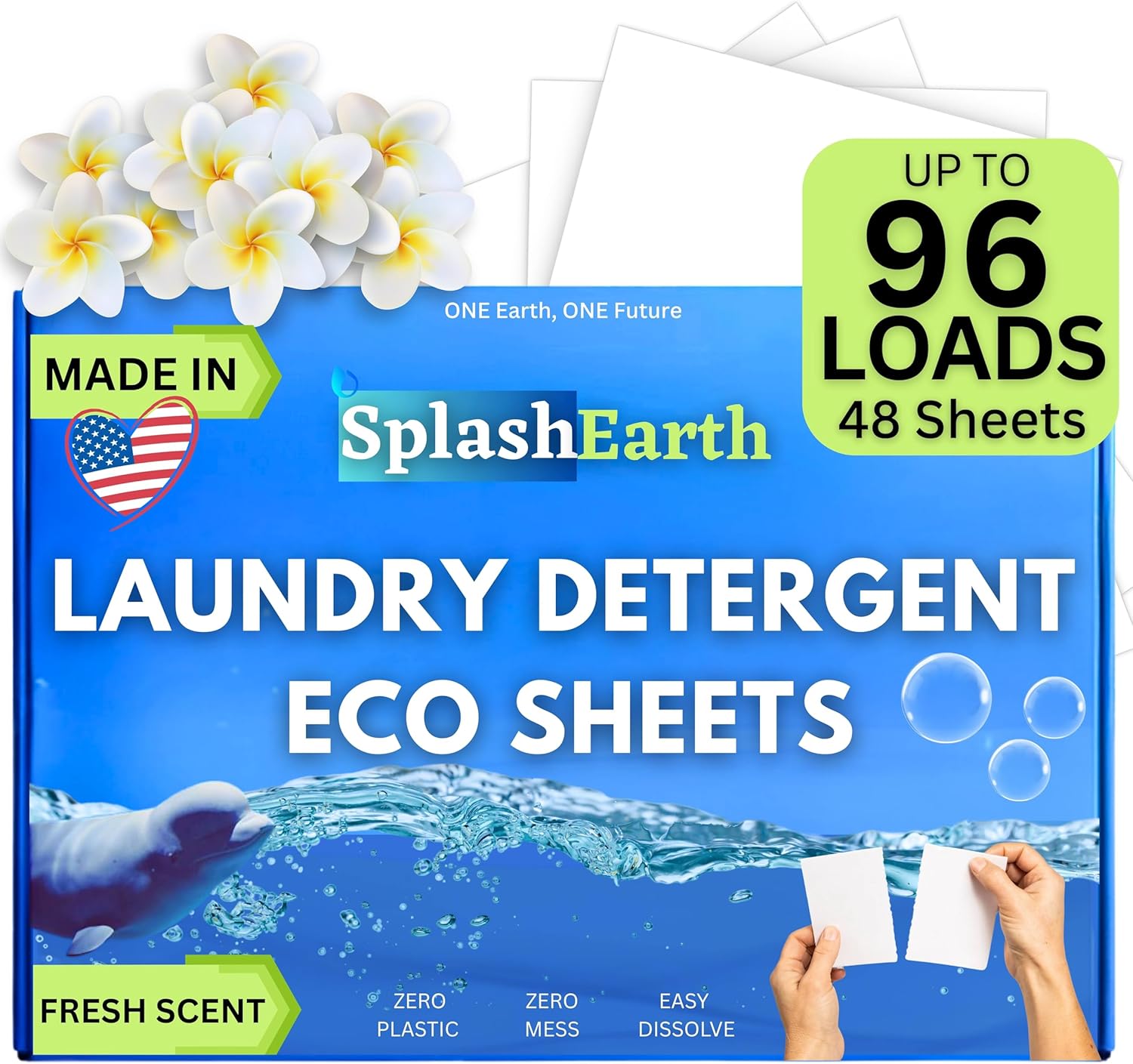 Laundry Detergent Sheets - Eco Friendly Hypoallergenic Laundry Sheets Detergent for Sensitive Skin, Recycled Packaging Stain Fighting Natural Plant-Based Smell (up to 96 Loads)