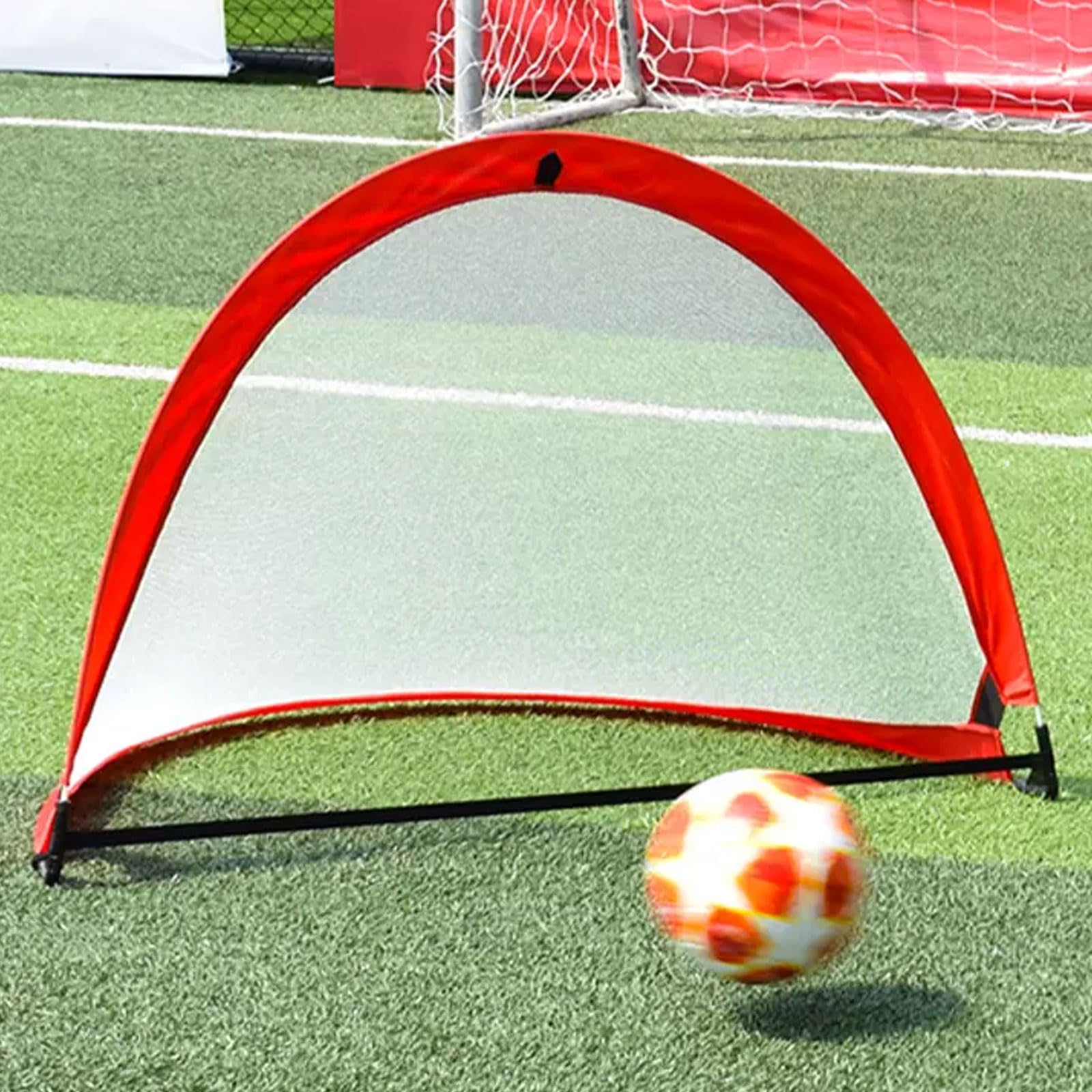 Rete da calcio pop-up per cortile, un set di due porte da calcio da 119 × 88,9 × 78,9 cm con borsa portaoggetti, rete da allenamento divertente per calcio, confezione da 2
