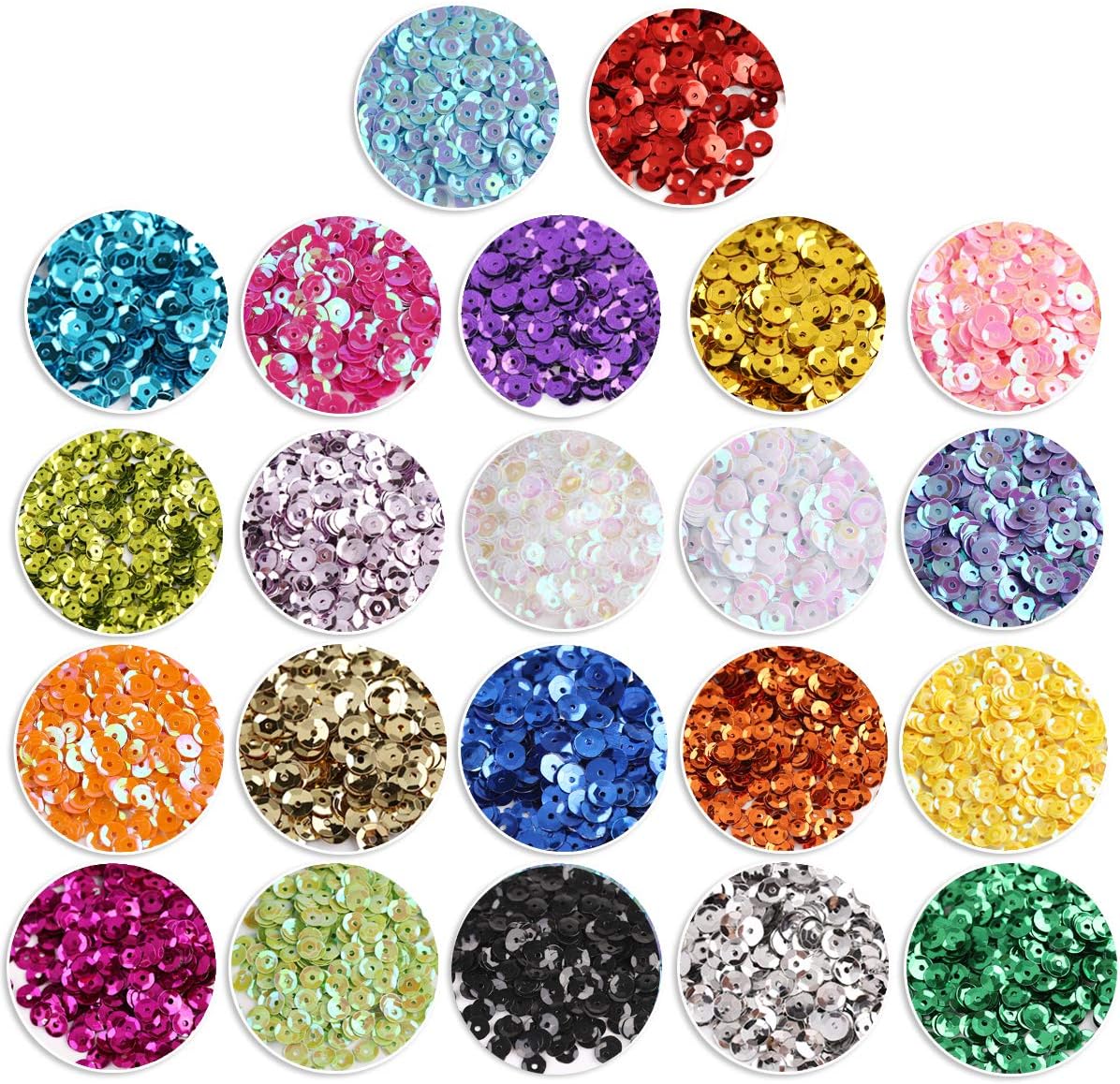 CCINEE 9460 PCS Cup Sequins Bulk, Mixed Colors Loose Sequins for Embroidery Crafts 6MM Rainbow Spangles with Holes for DIY Sewing Making