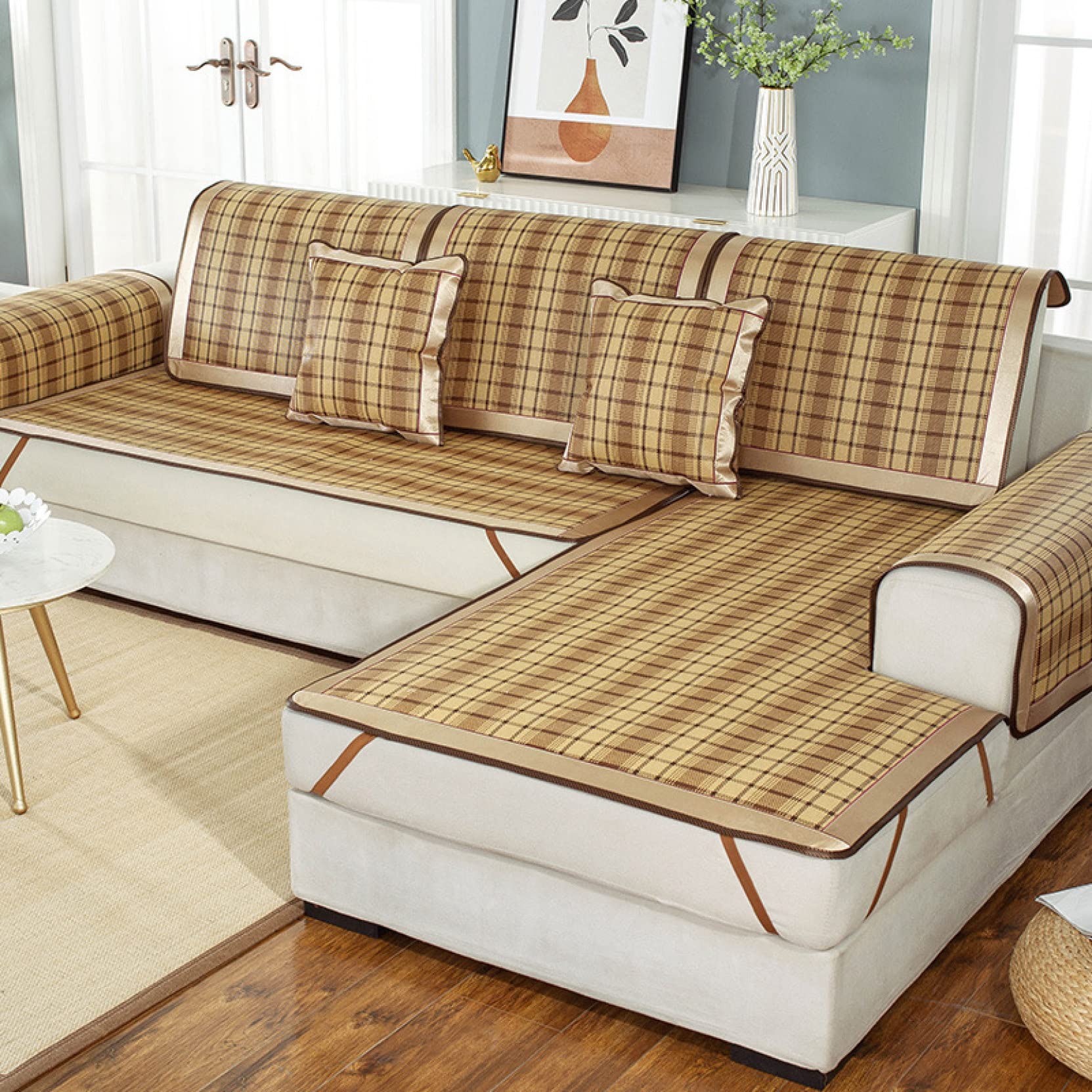 Amazon｜ソファマット 籐 滑り止め シートクッション 麻雀 カラー 自然