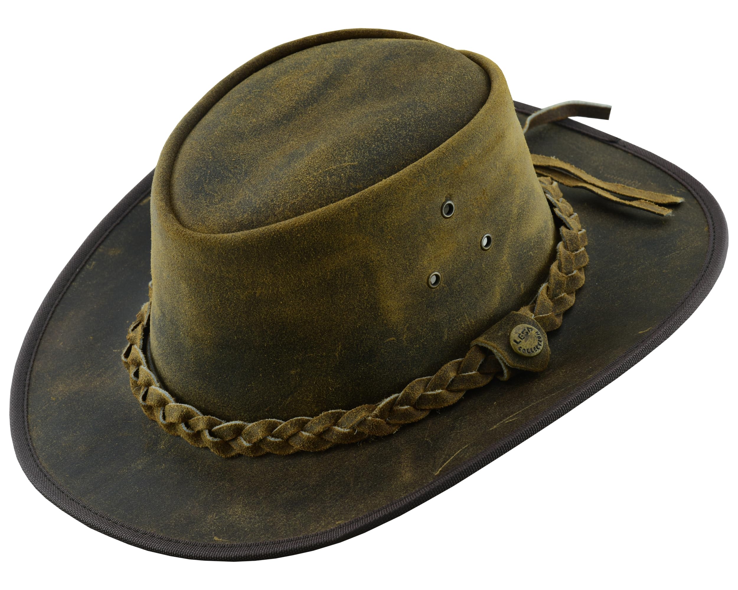 GenericLesa Collection Safari Crazy Leather Hats for Men & Women Outback Traveller Hat Unisex