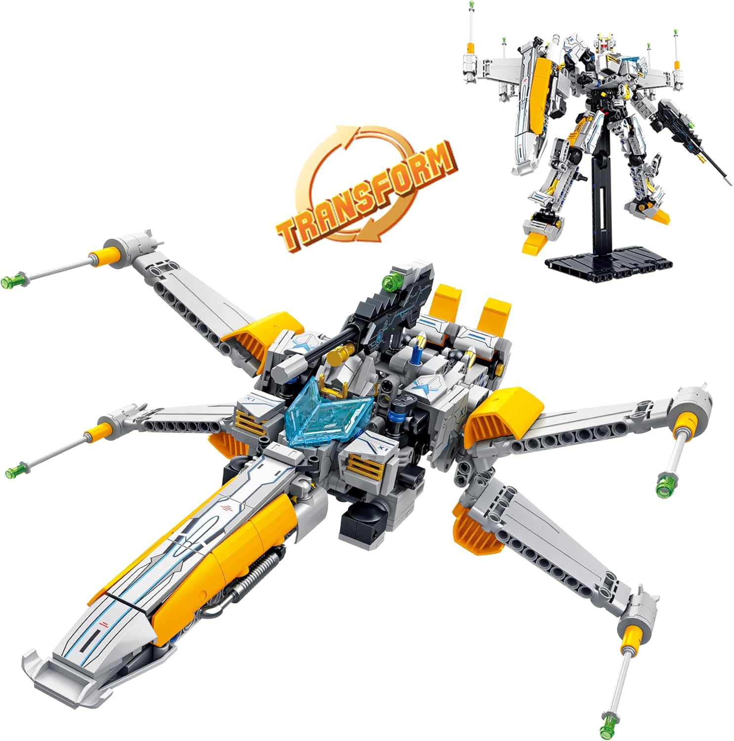 SEMKY Space Series FX1 Spacecraft (Variable Robots) MOC Building Blocks Set, (704Pieces) Space Model Gifts for Kid and Space Fans