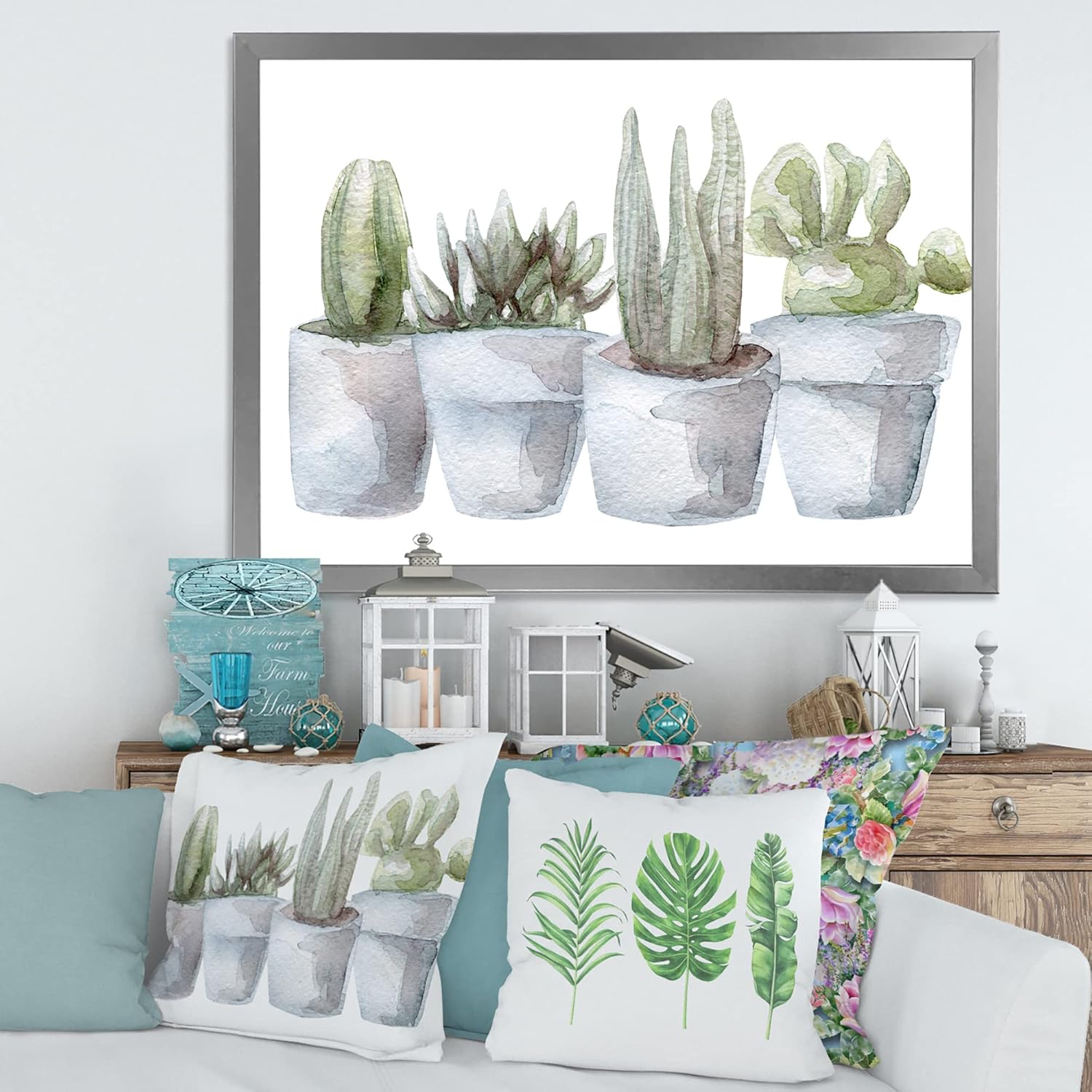 Cactus and Succulent House Plants V Farmhouse Framed Wall Art
