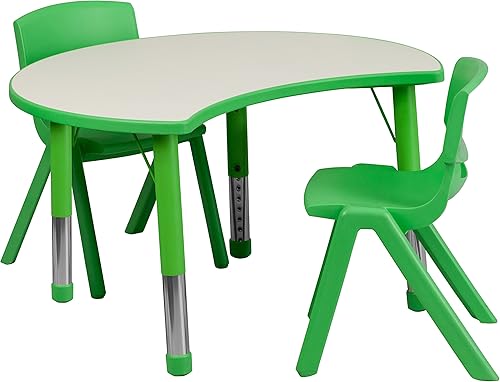 Miniatura 6 de Flash Furniture Juego de mesa de actividad ajustable de altura de plástico azul redondo de 33 pulgadas con 2 sillas