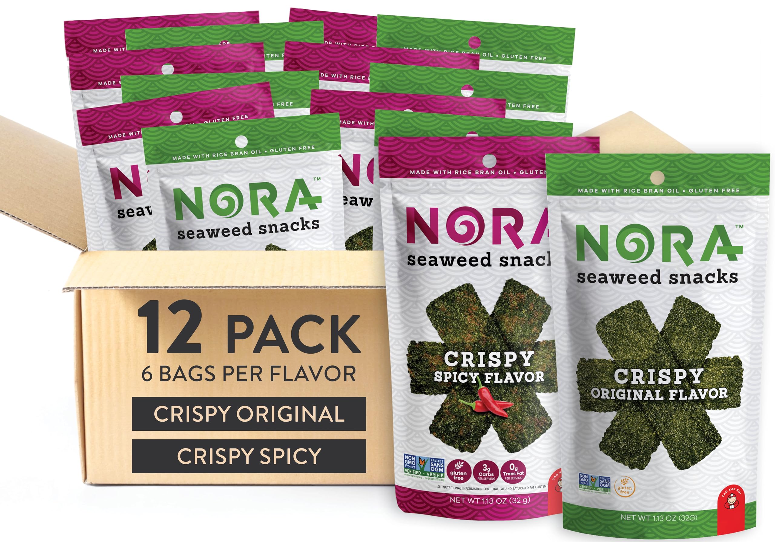 Amazon.com: Original + Spicy Seaweed Snacks Bundle by Nora