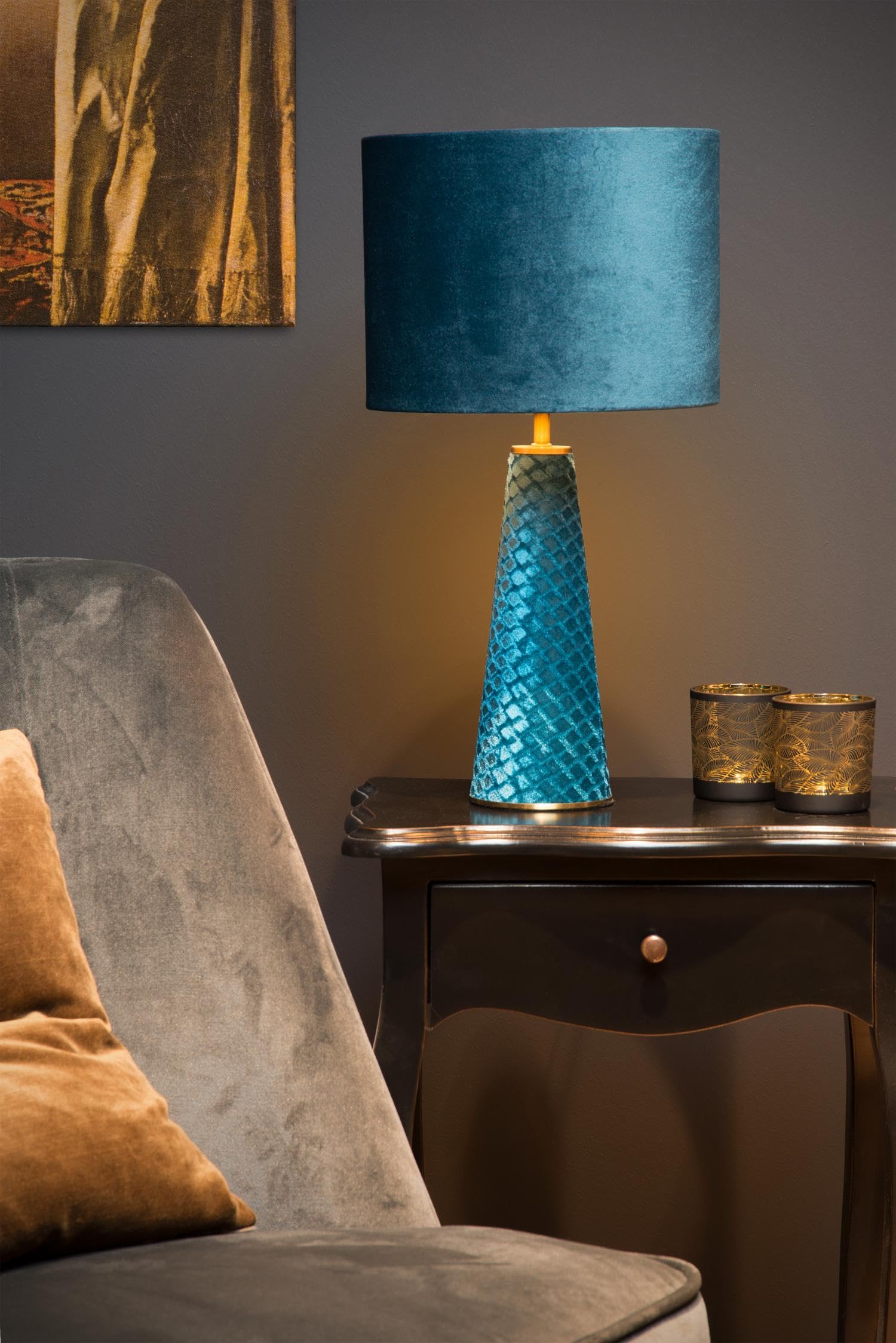 LUCIDE EXTRAVAGANZA VELVET - Tischlampe - Ø 25 cm - 1xE27 - Türkis