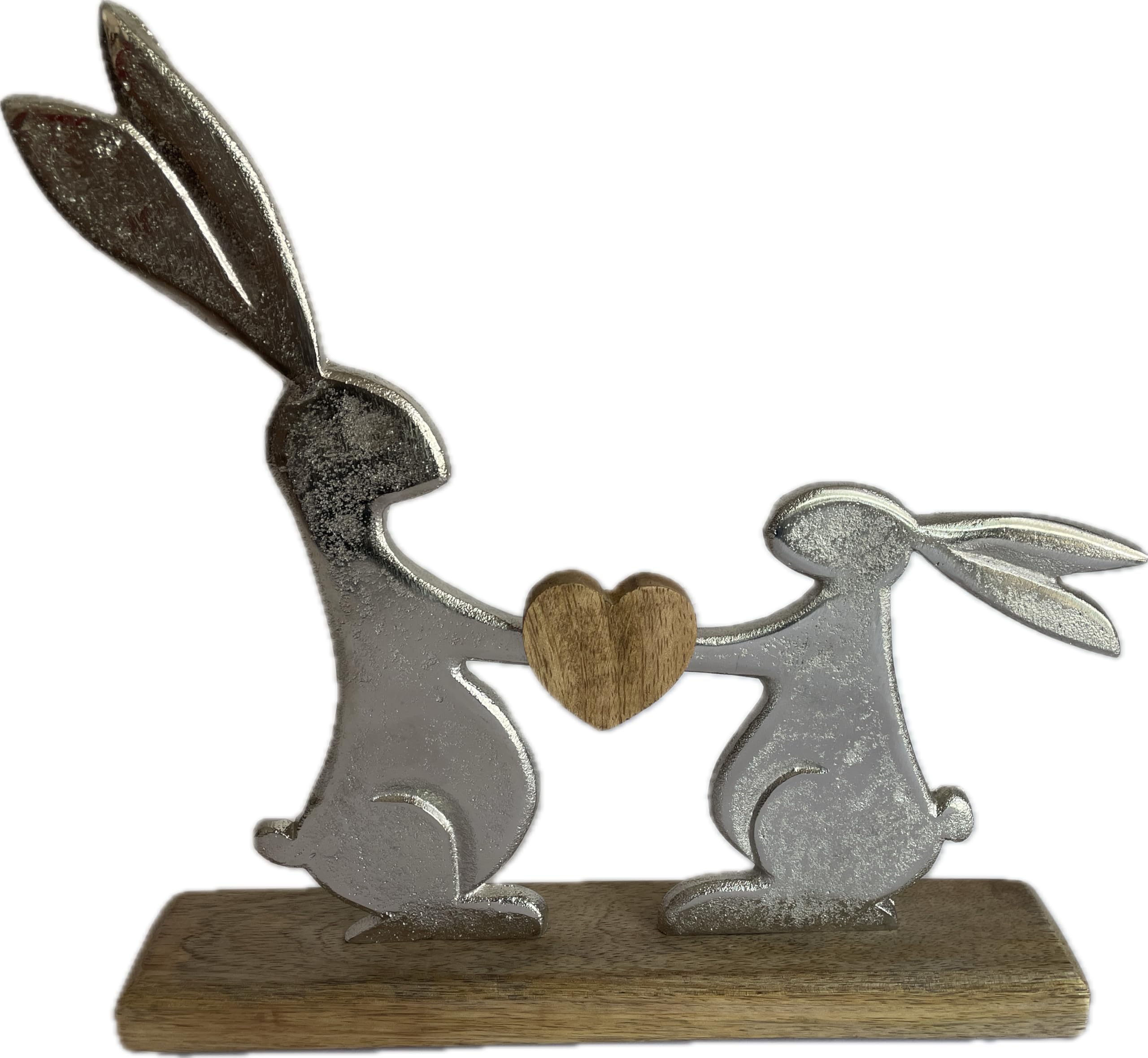 khevga Osterdeko Deko-Figur Osterhase Mango-Holz Metall Silber (29 x 29 x 5)