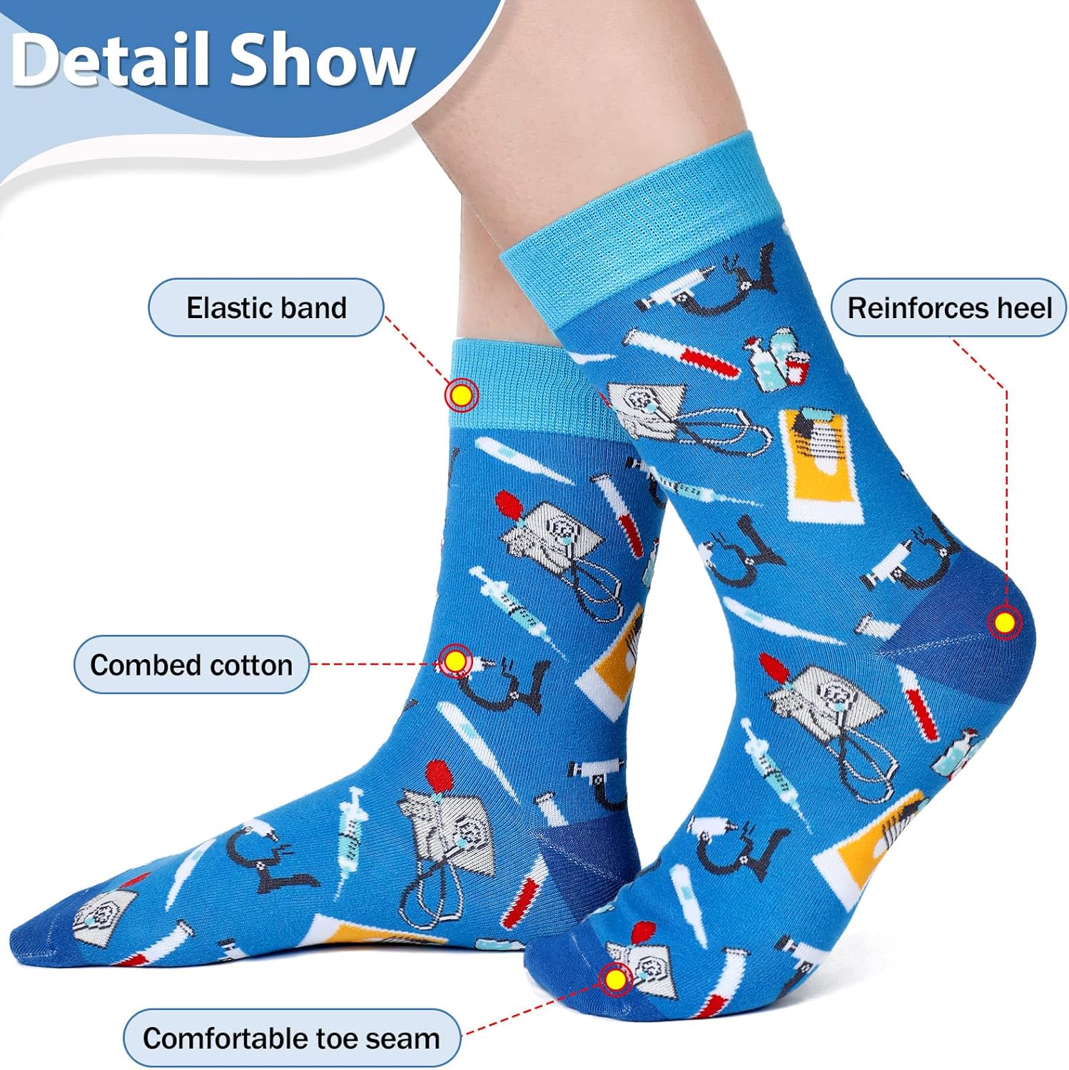 Hercicy 6 Pairs Women's Funny Nurse Socks, Nurse Week & Doctor Day Appreciation Gifts for Medical Assistants - Image 2