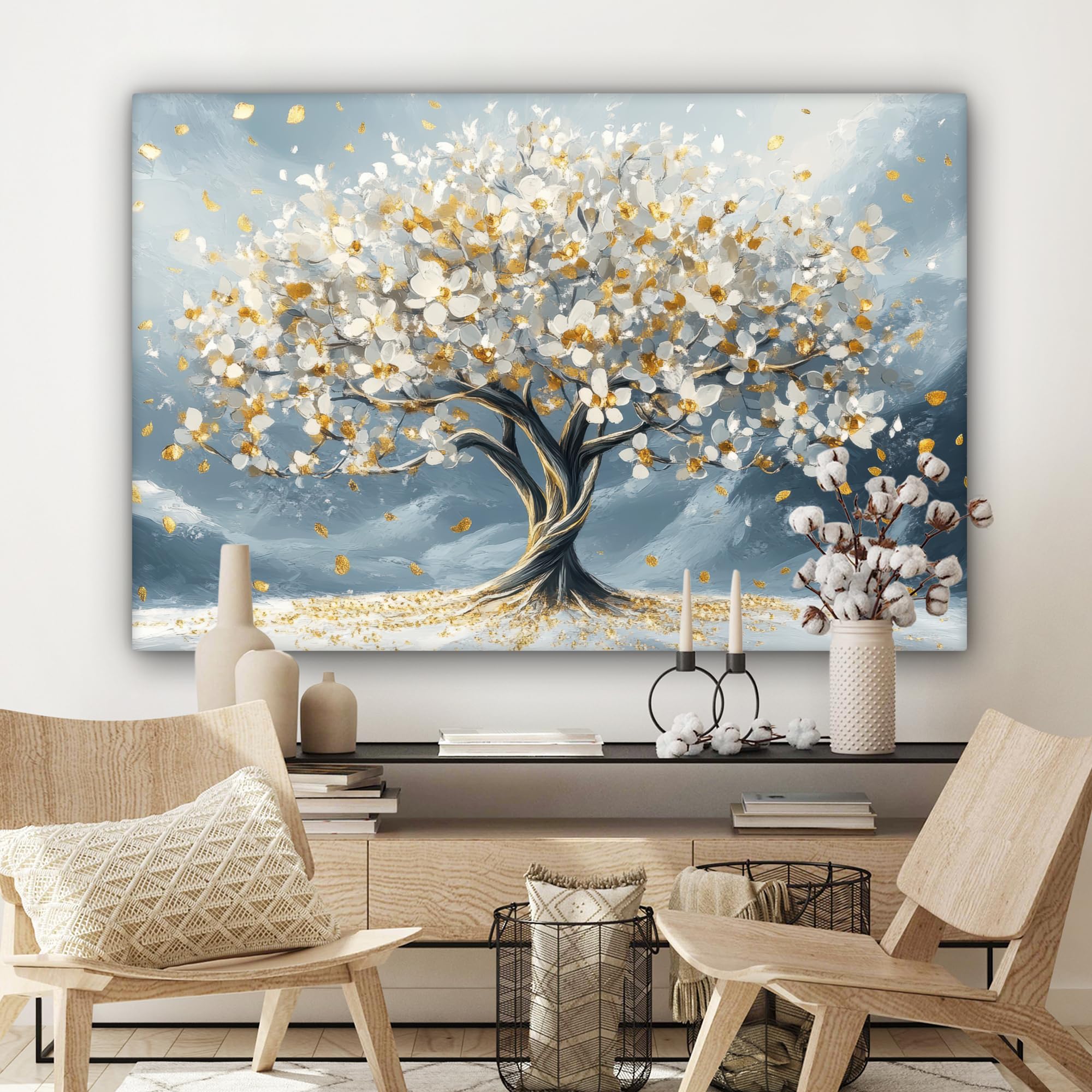 MuchoWow© Quadri Moderni Soggiorno 120x80 cm Regali Decorazioni Natilizie Poster Da Parete Muro Salotto Quadro Grande Con Cornice Stampe Su Tela Camera Da Letto Inverno - Albero della vita