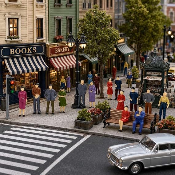 P50 Model Trains Architectural 1:50 O Scale Painted Figures O Gauge Sitting and Standing People for Miniature Scenes New (50PCS)