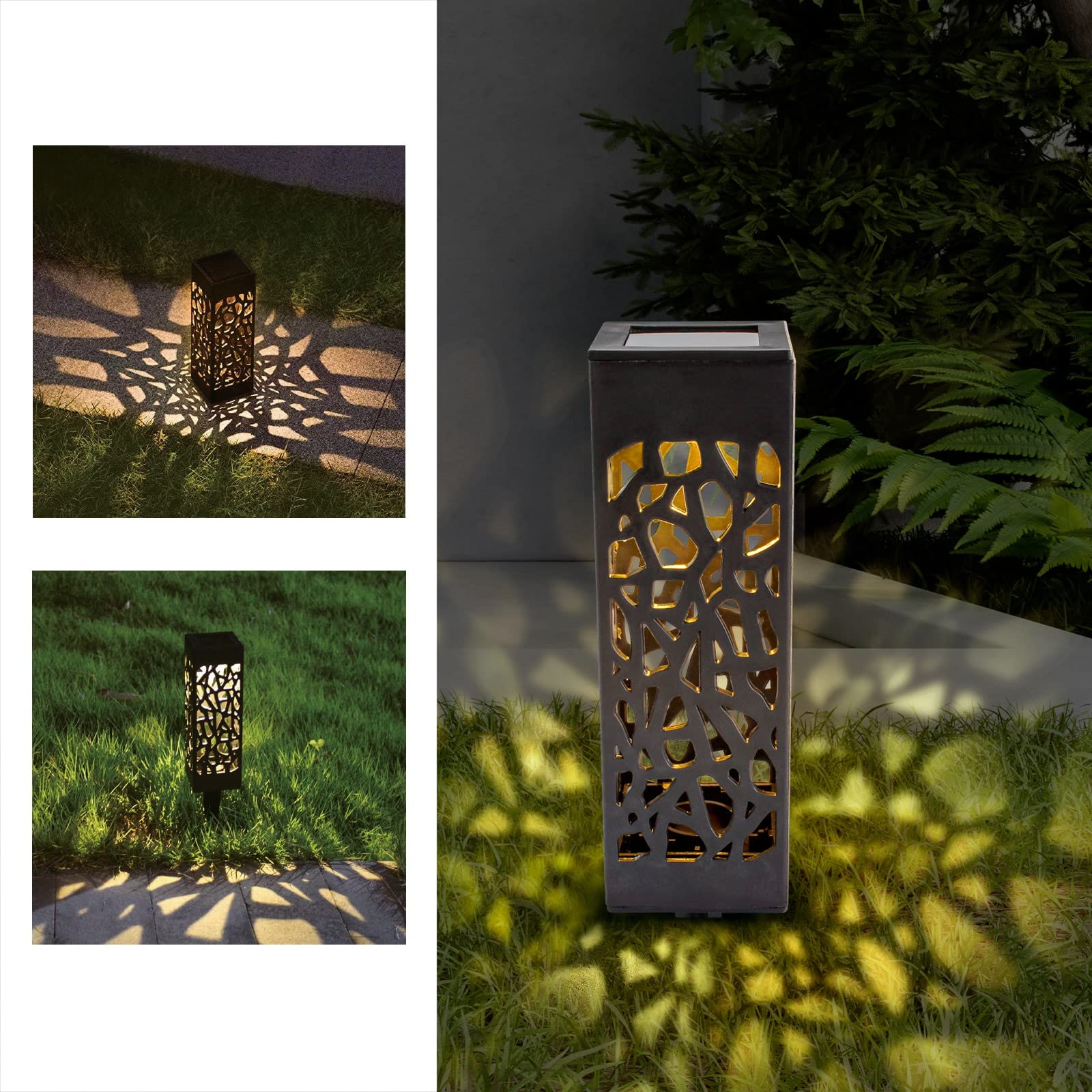 Eaxus® LED Solar Garden Lights for Outdoor Use – Beautiful Garden Decoration with Light Motif. Solar Lantern, Black