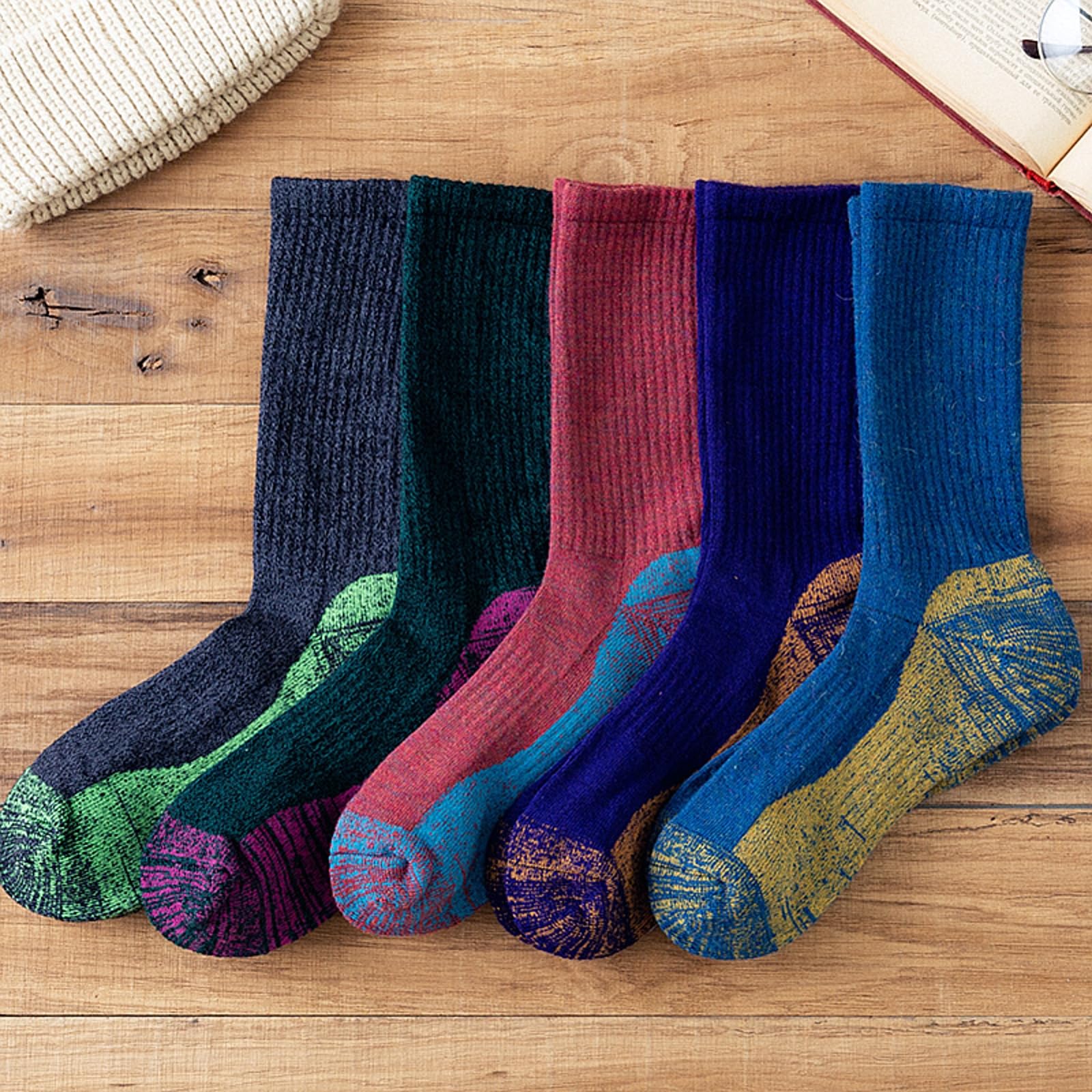 svlftecon Unisex Wool Winter Thermal Socks Cozy Warm Hiking Crew Boot Socks Wool for Winter Crew Series 24