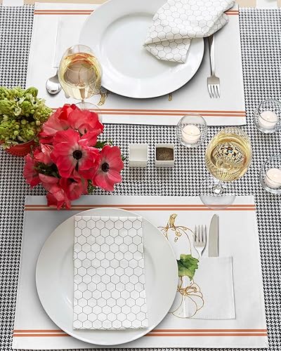 Miniatura 3 de Juego de 6 manteles individuales de mesa de Acción de Gracias para mesa de comedor, manteles individuales de lino de algodón con bolsillo, arpillera