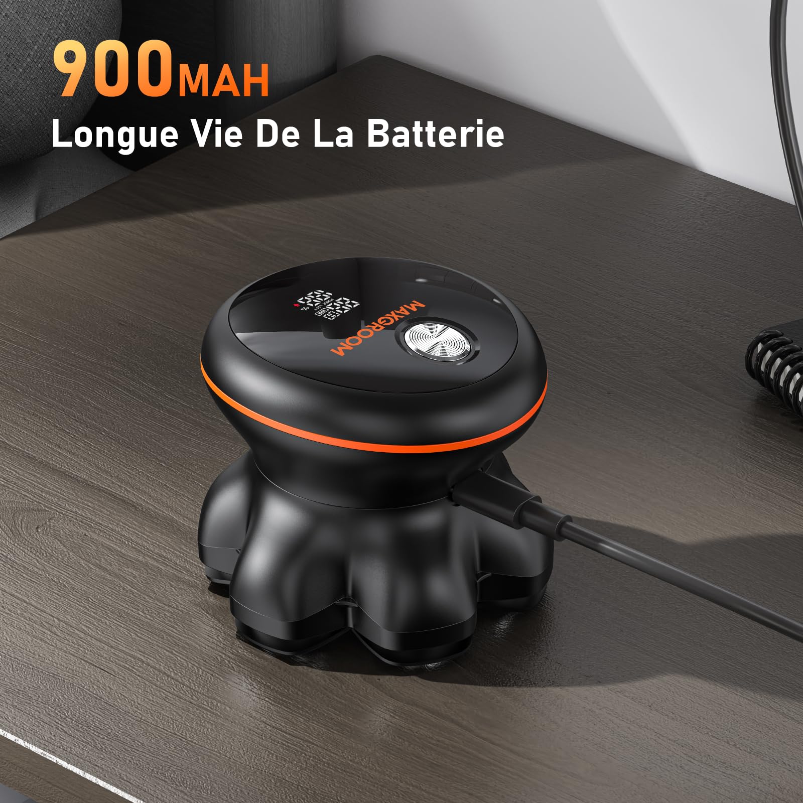 MAXGROOM Rasoir Tête Chauve Homme - Rasoir Électrique Crâne à Têtes Flottantes 7D - Étanche IPX6 & Nettoyage Magnétique - 2 Vitesses - Idée Cadeau Homme (Noir)